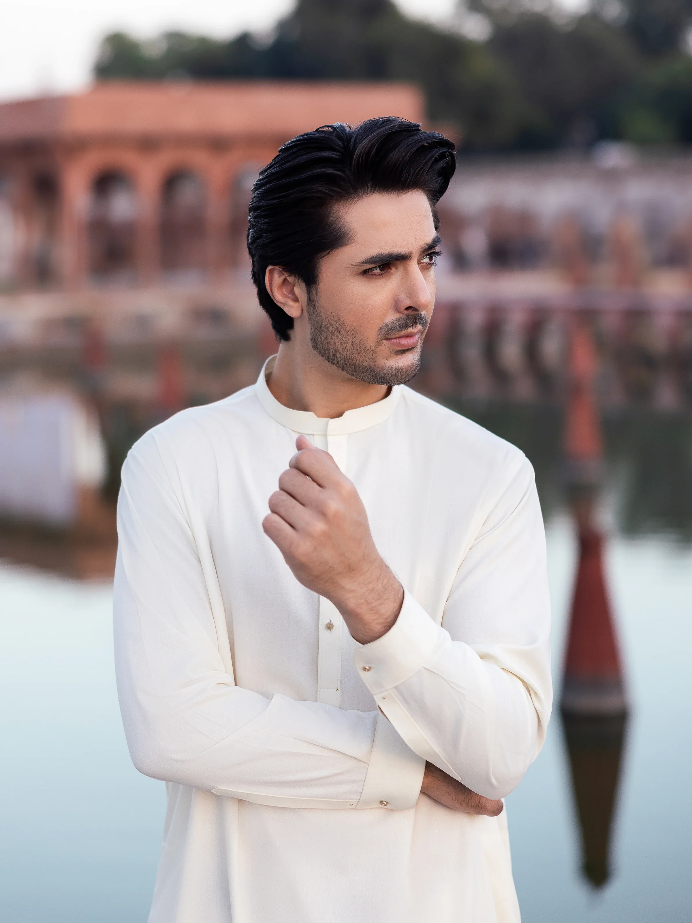 Men's Cream Shalwar Kameez - EMTKS5-41166 - Image 3