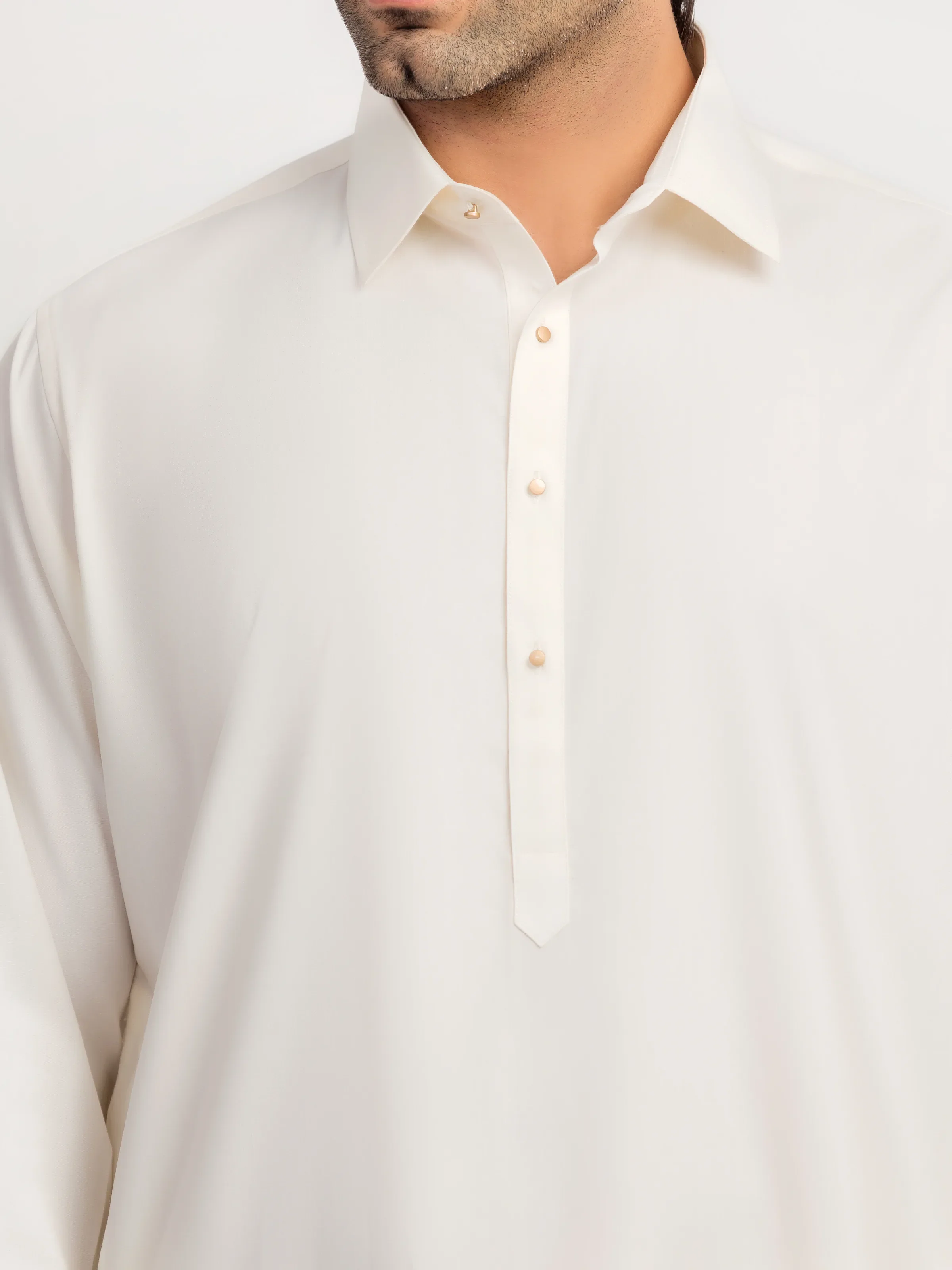 Men's Cream Shalwar Kameez - EMTKS5-41198 - Image 3
