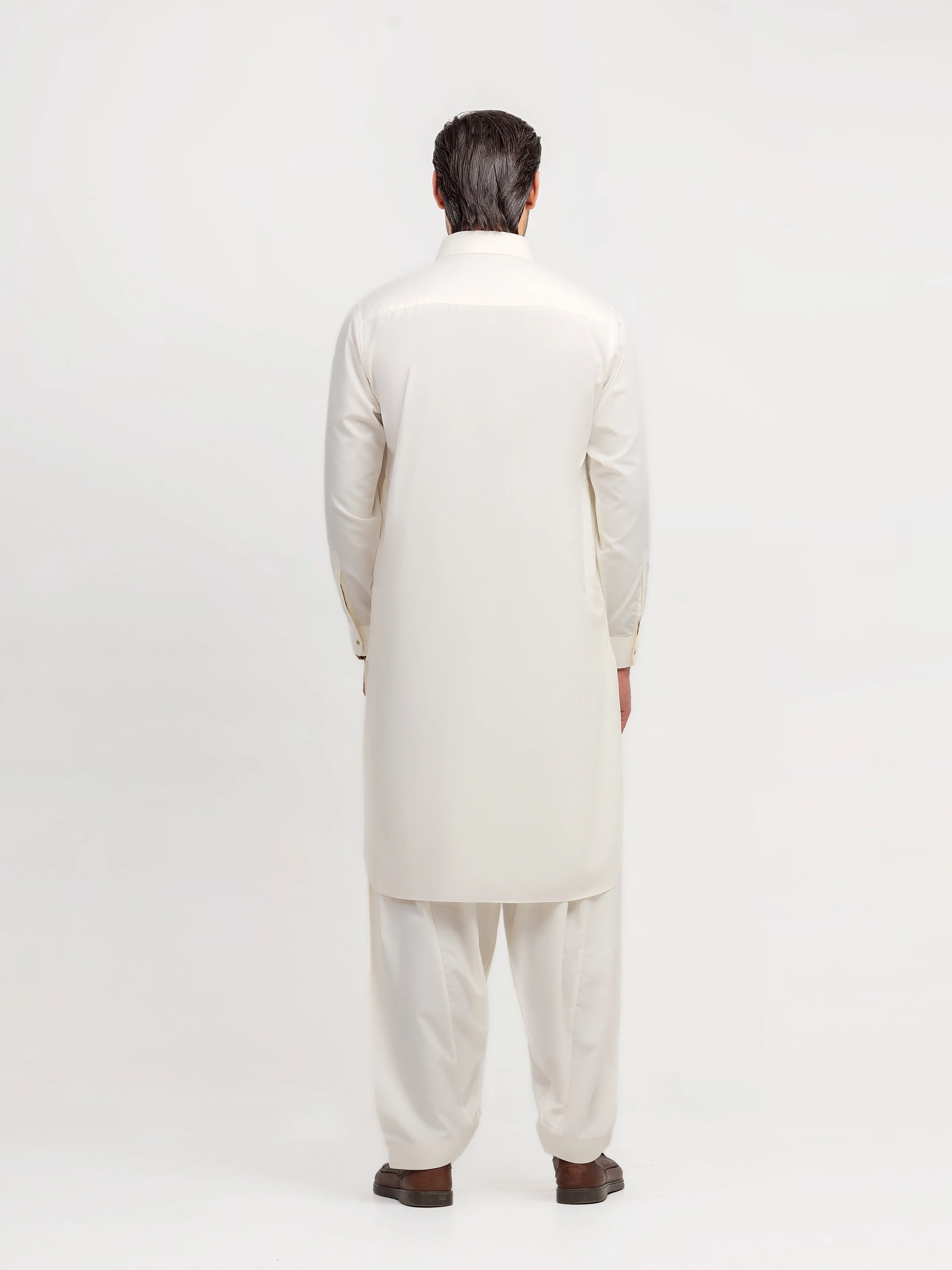 Men's Cream Shalwar Kameez - EMTKS5-41198 - Image 5