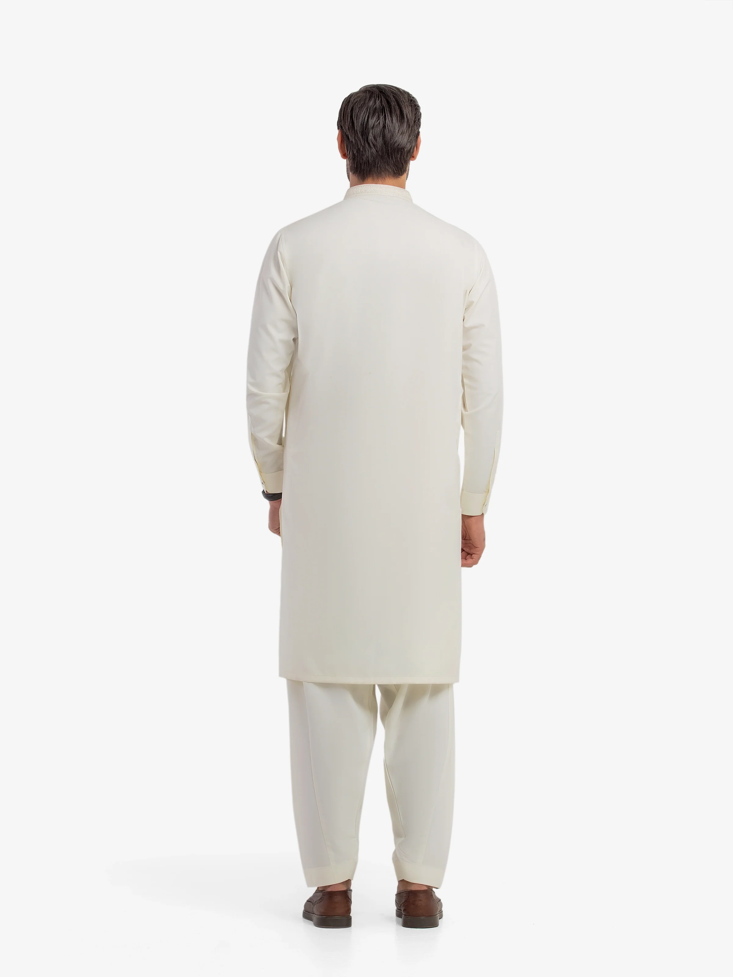 Men's Cream Shalwar Kameez - EMTKS5-41202 - Image 5