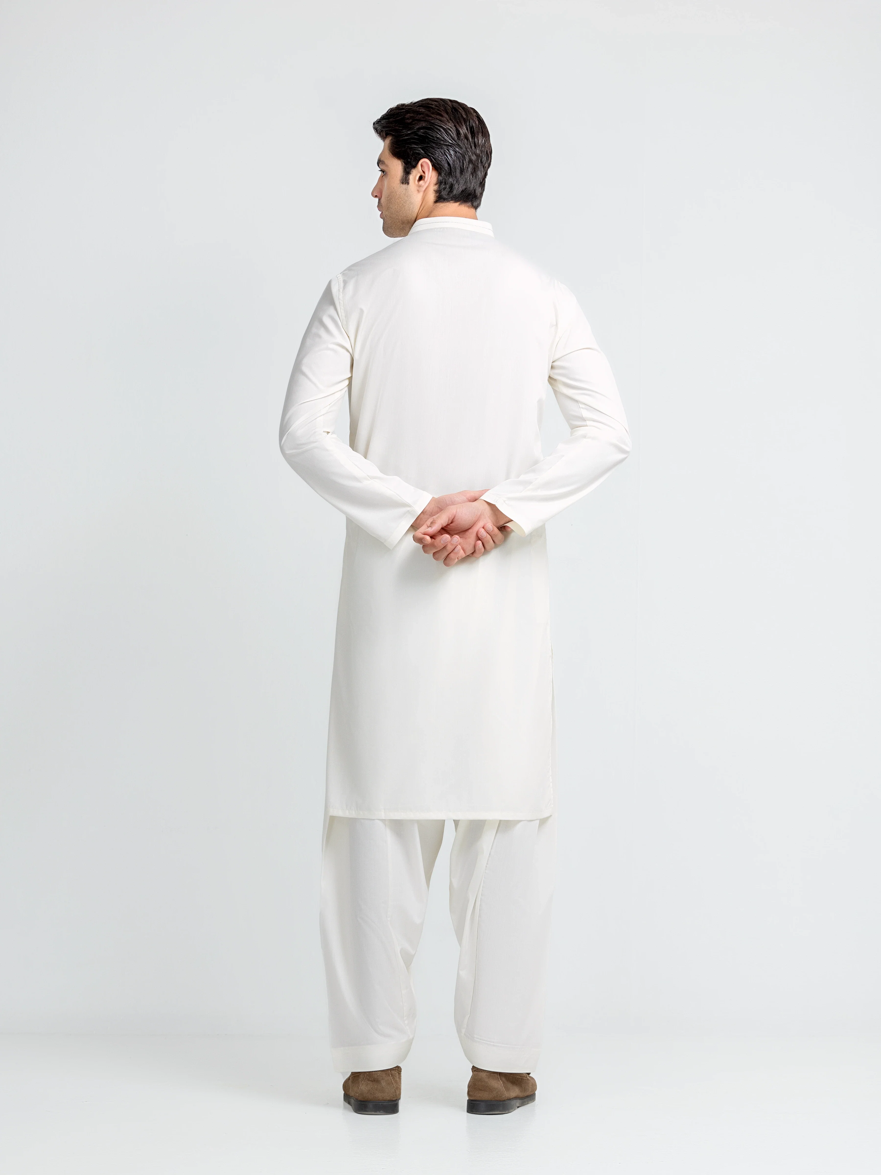 Men's Cream Shalwar Kameez - EMTKS5-41205 - Image 2