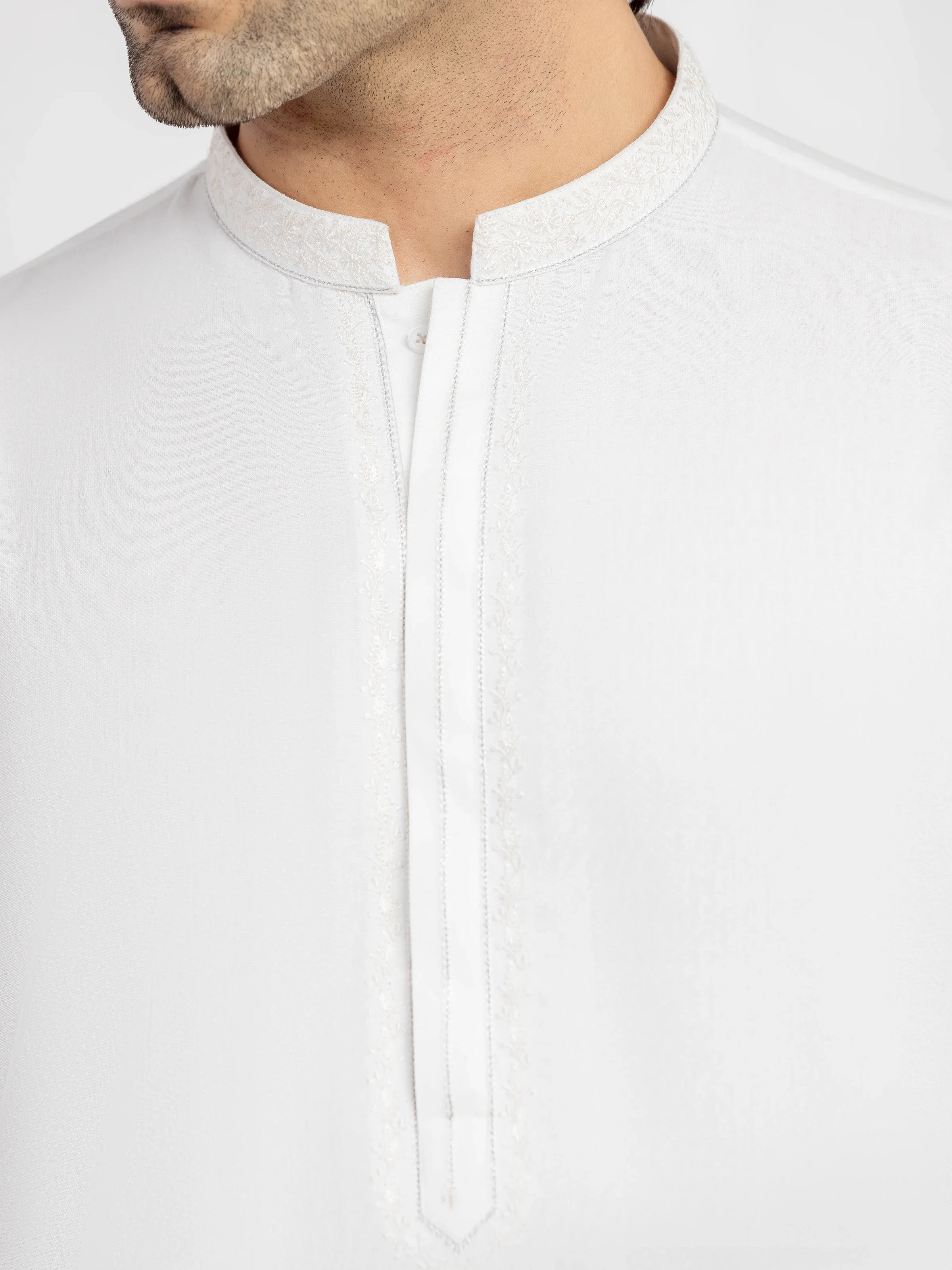 Men's Cream Kurta Shalwar - EMTKS6-41244 - Image 3
