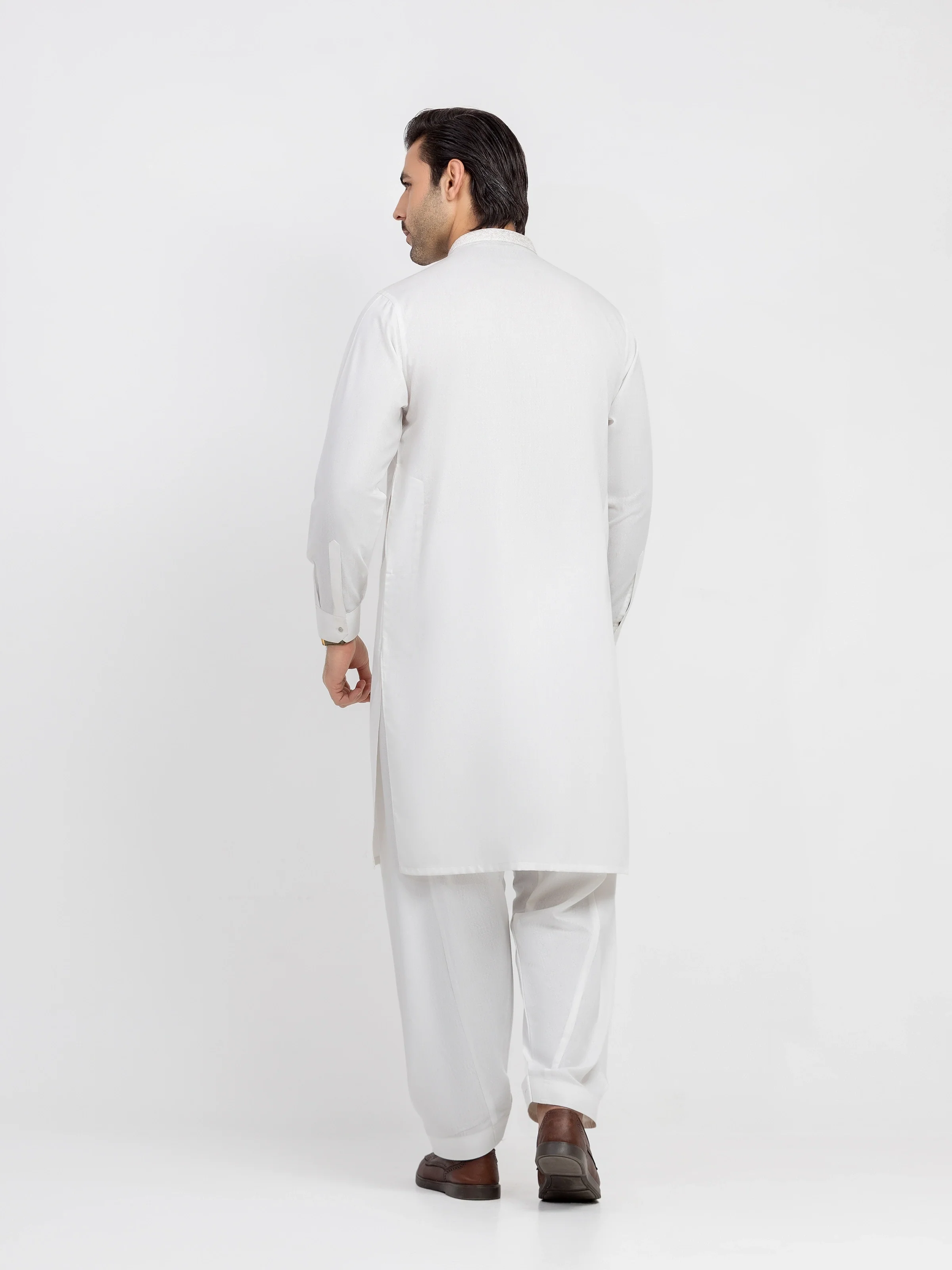 Men's Cream Kurta Shalwar - EMTKS6-41244 - Image 4