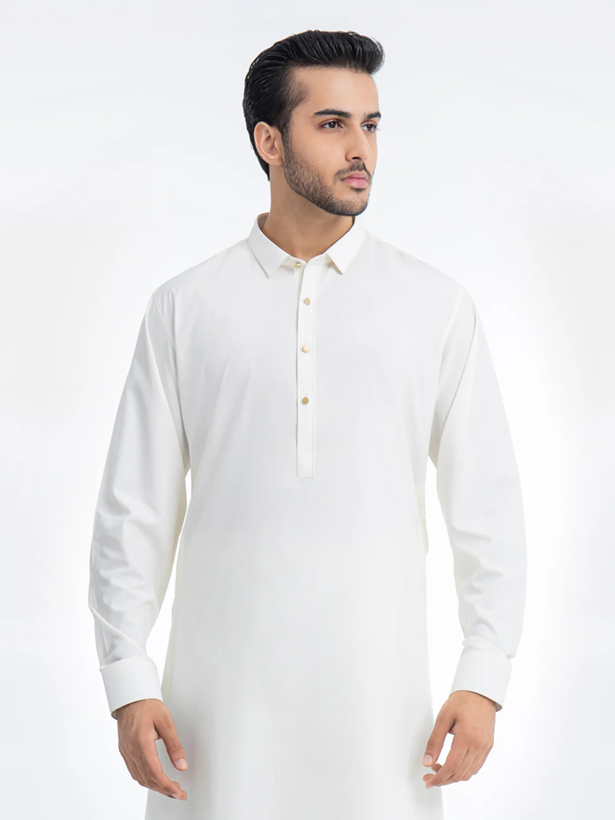 Men's Cream Shalwar Kameez - EMTKSP23-41016 - Image 3