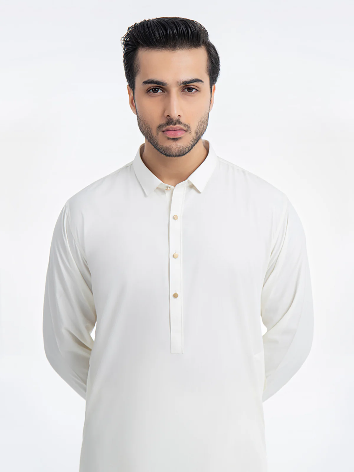 Men's Cream Shalwar Kameez - EMTKSP23-41016 - Image 6