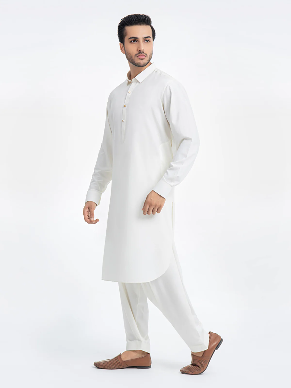 Men's Cream Shalwar Kameez - EMTKSP23-41016 - Image 7