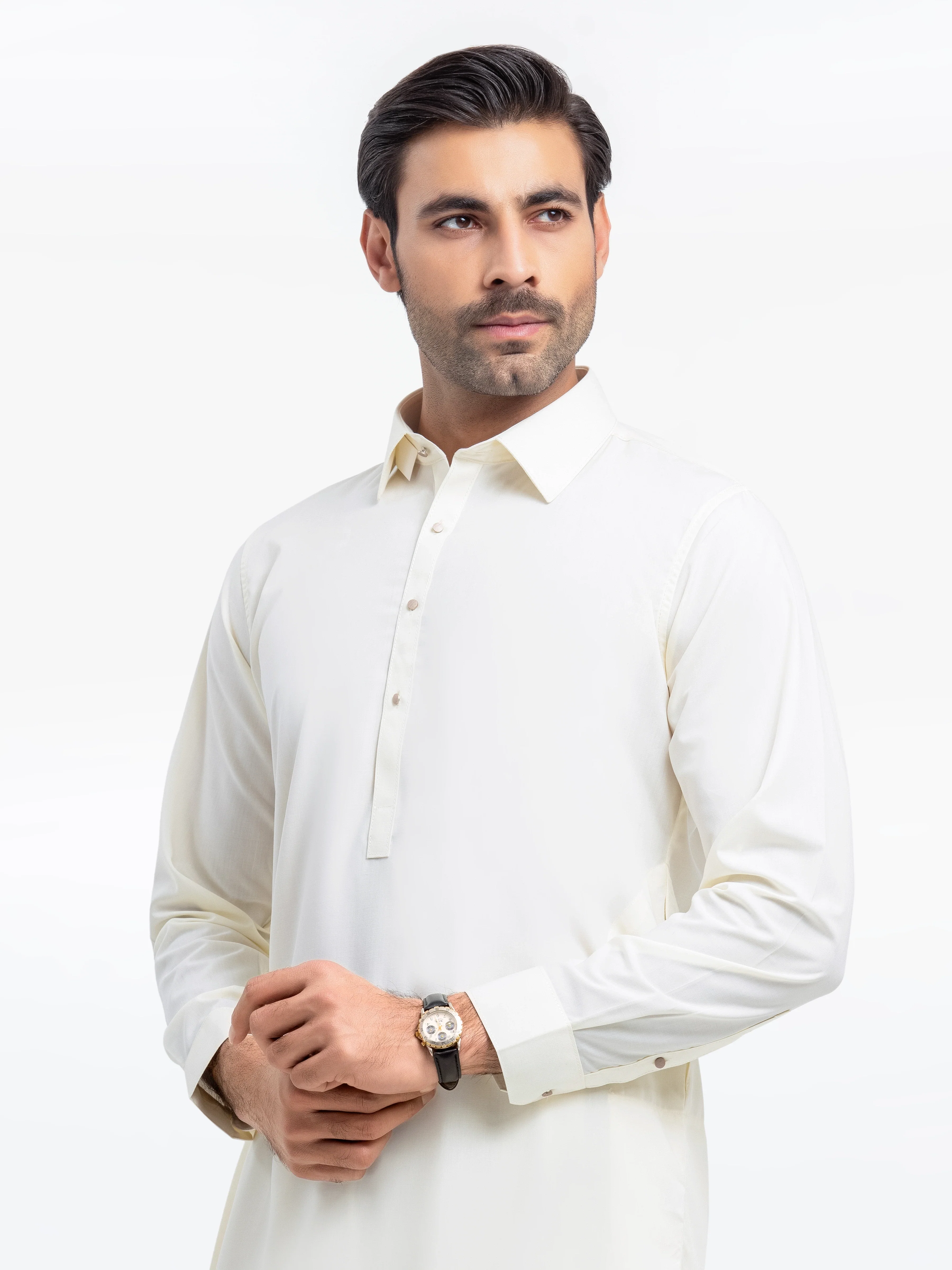 Men's Cream Shalwar Kameez - EMTKST24-99476 - Image 2