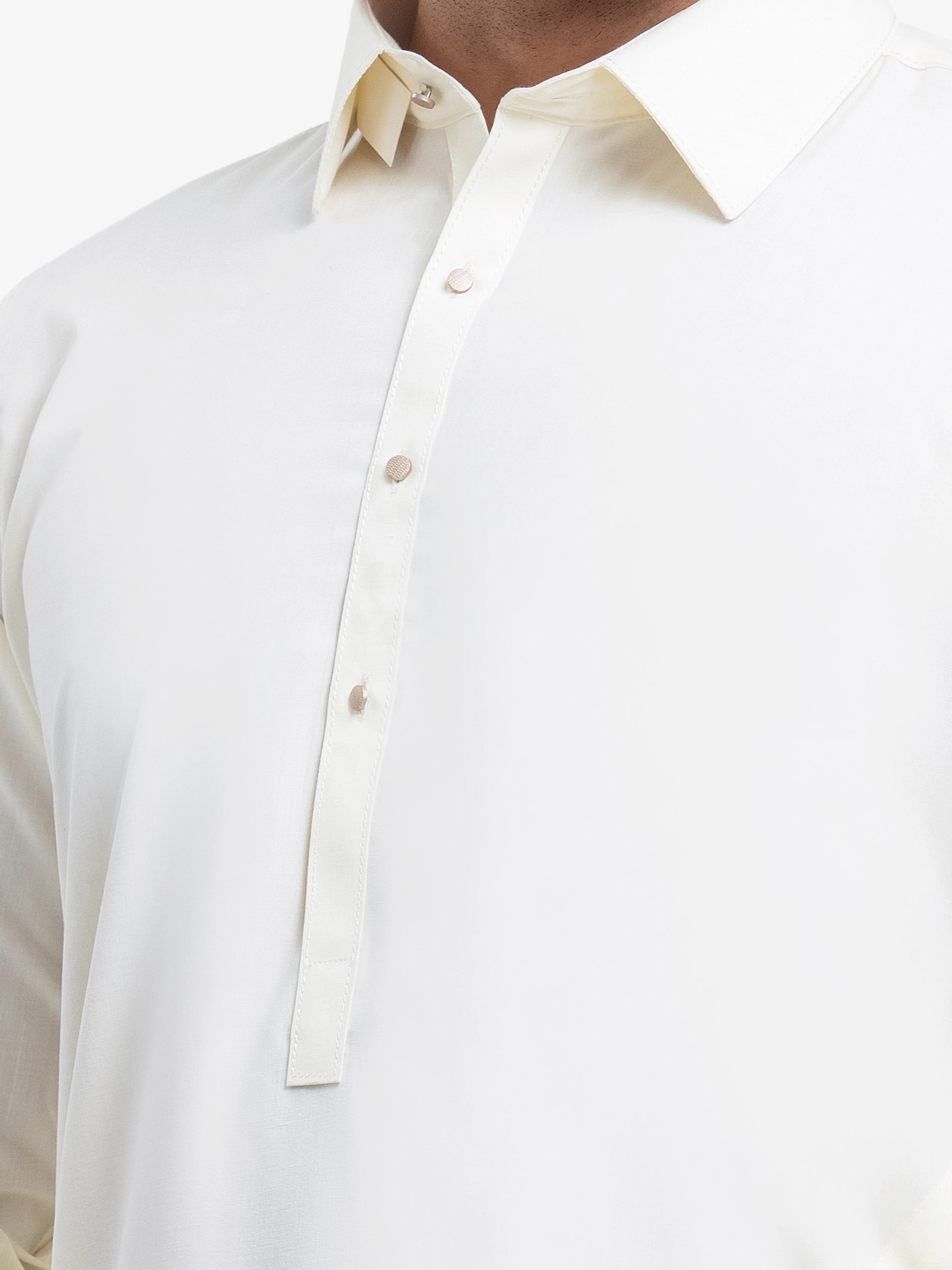 Men's Cream Shalwar Kameez - EMTKST24-99476 - Image 3