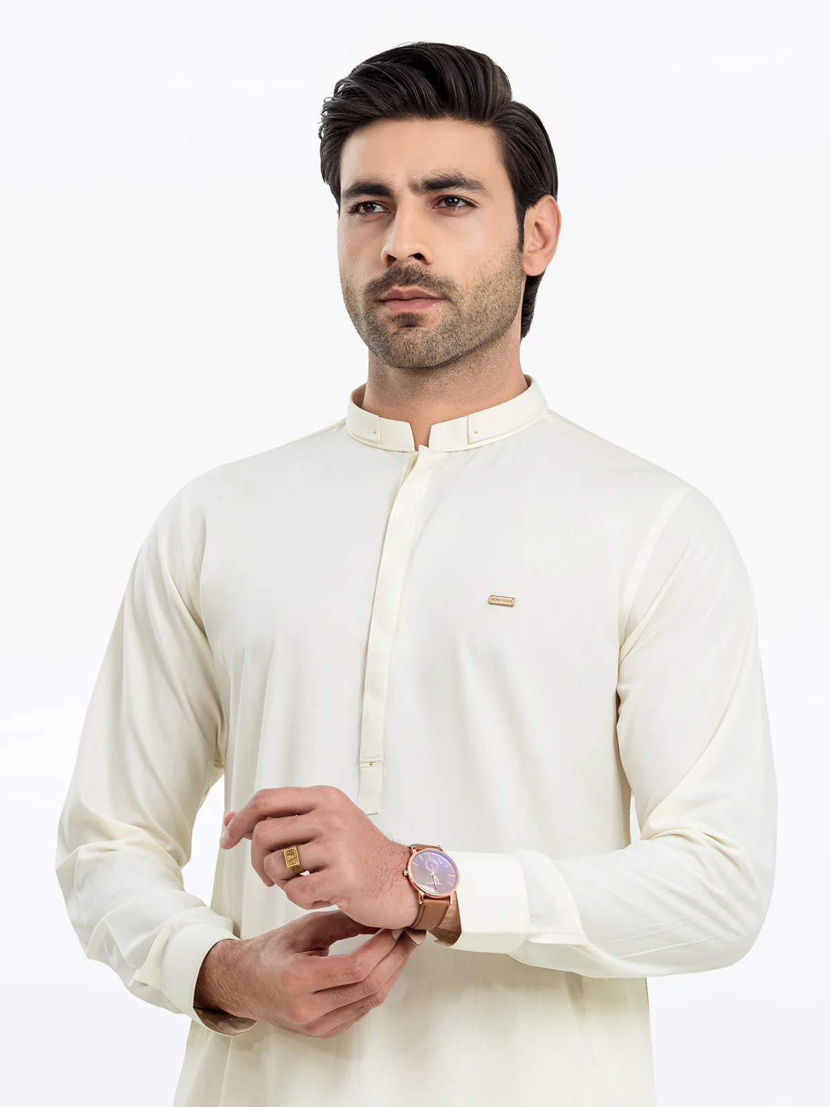 Men's Cream Shalwar Kameez - EMTKST24S-99460 - Image 2
