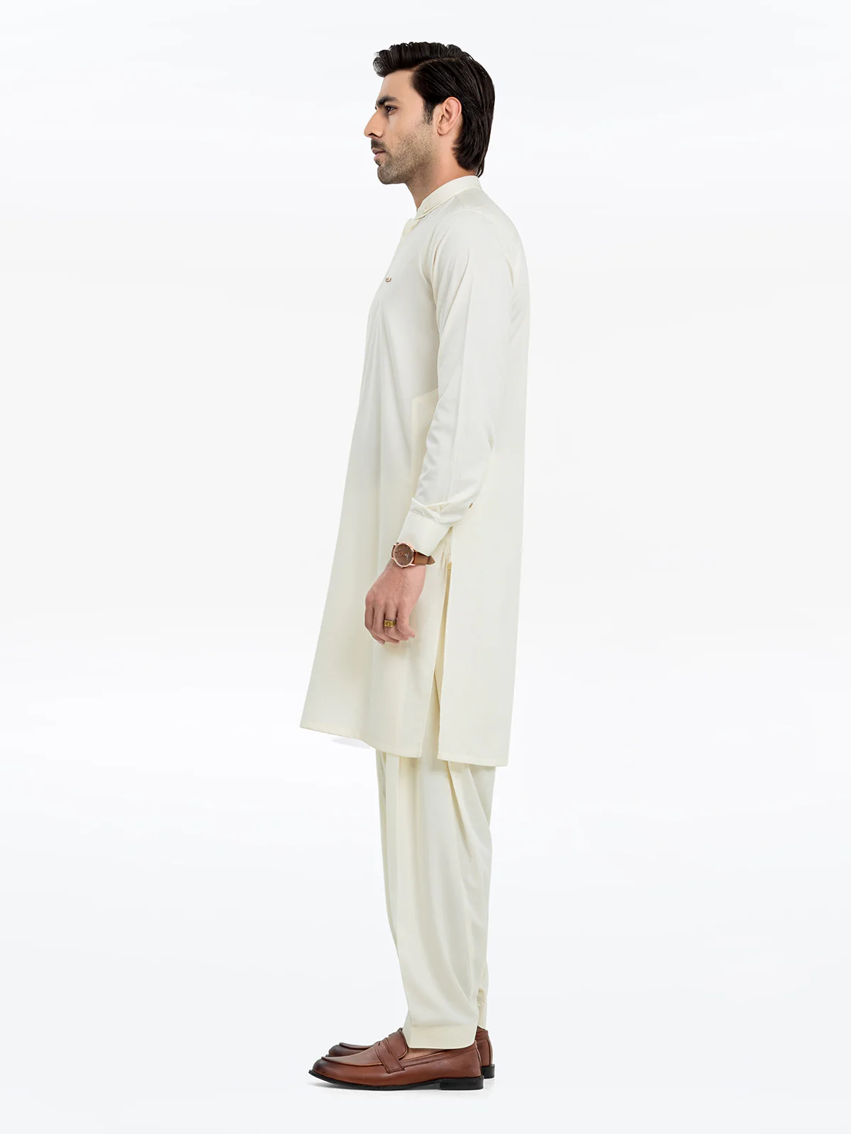 Men's Cream Shalwar Kameez - EMTKST24S-99460 - Image 4