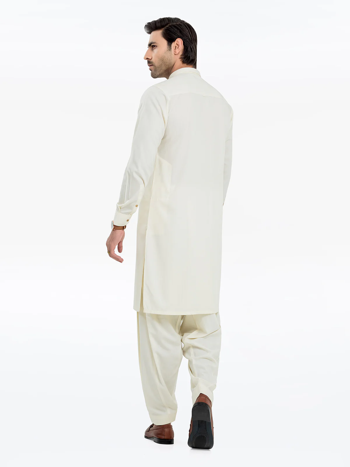 Men's Cream Shalwar Kameez - EMTKST24S-99460 - Image 5