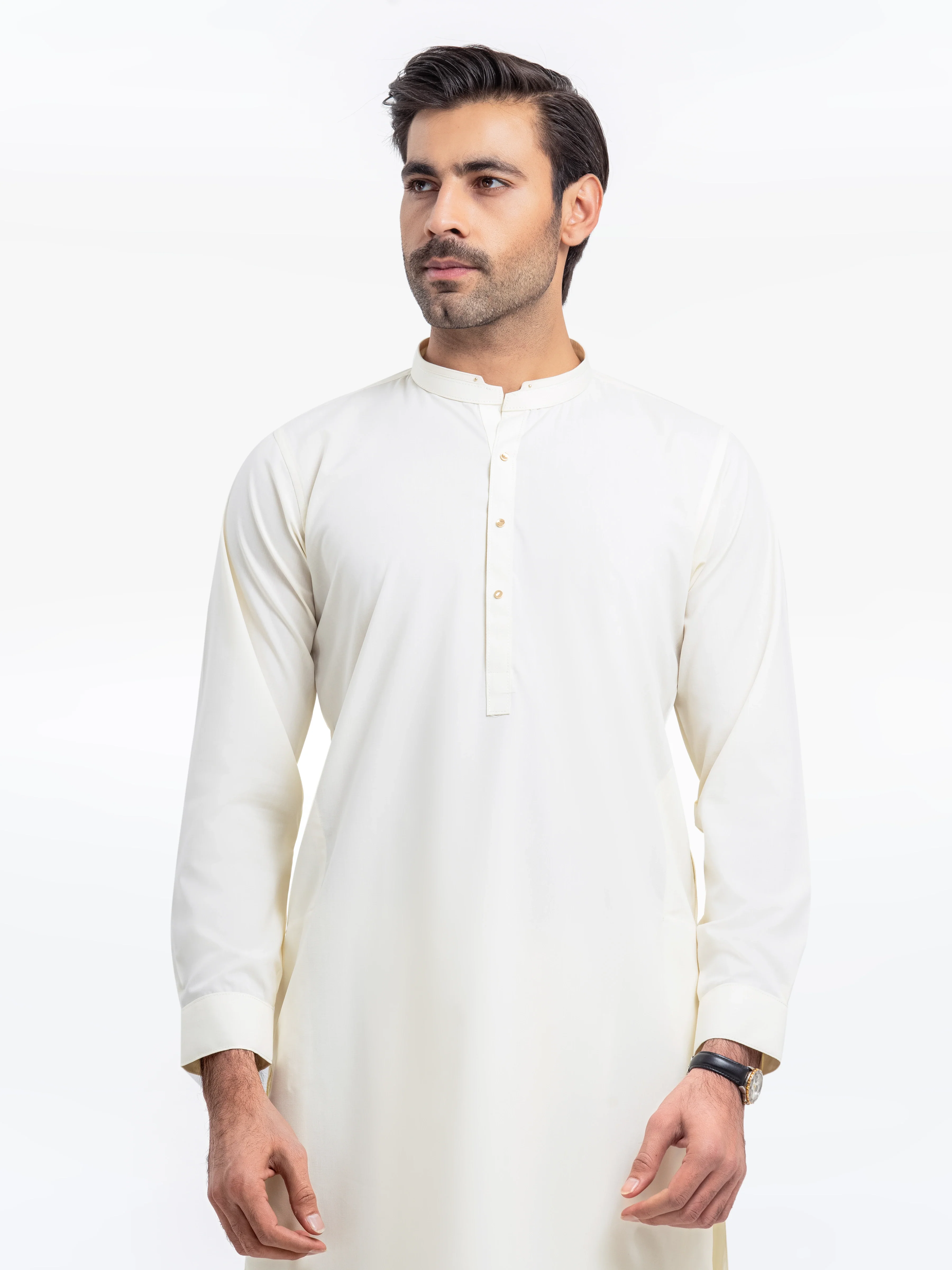 Men's Cream Shalwar Kameez - EMTKST25-99509 - Image 2