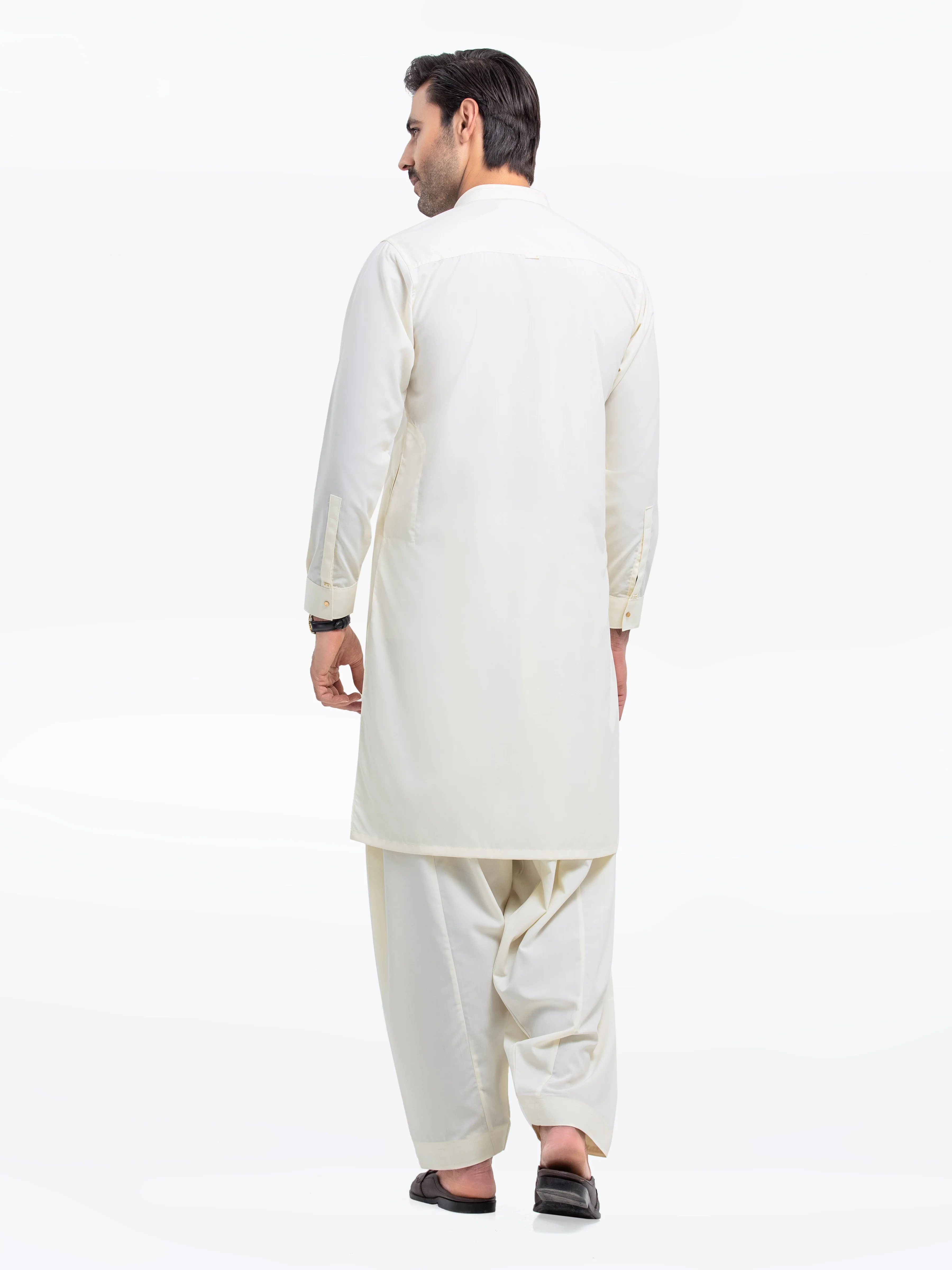 Men's Cream Shalwar Kameez - EMTKST25-99509 - Image 5