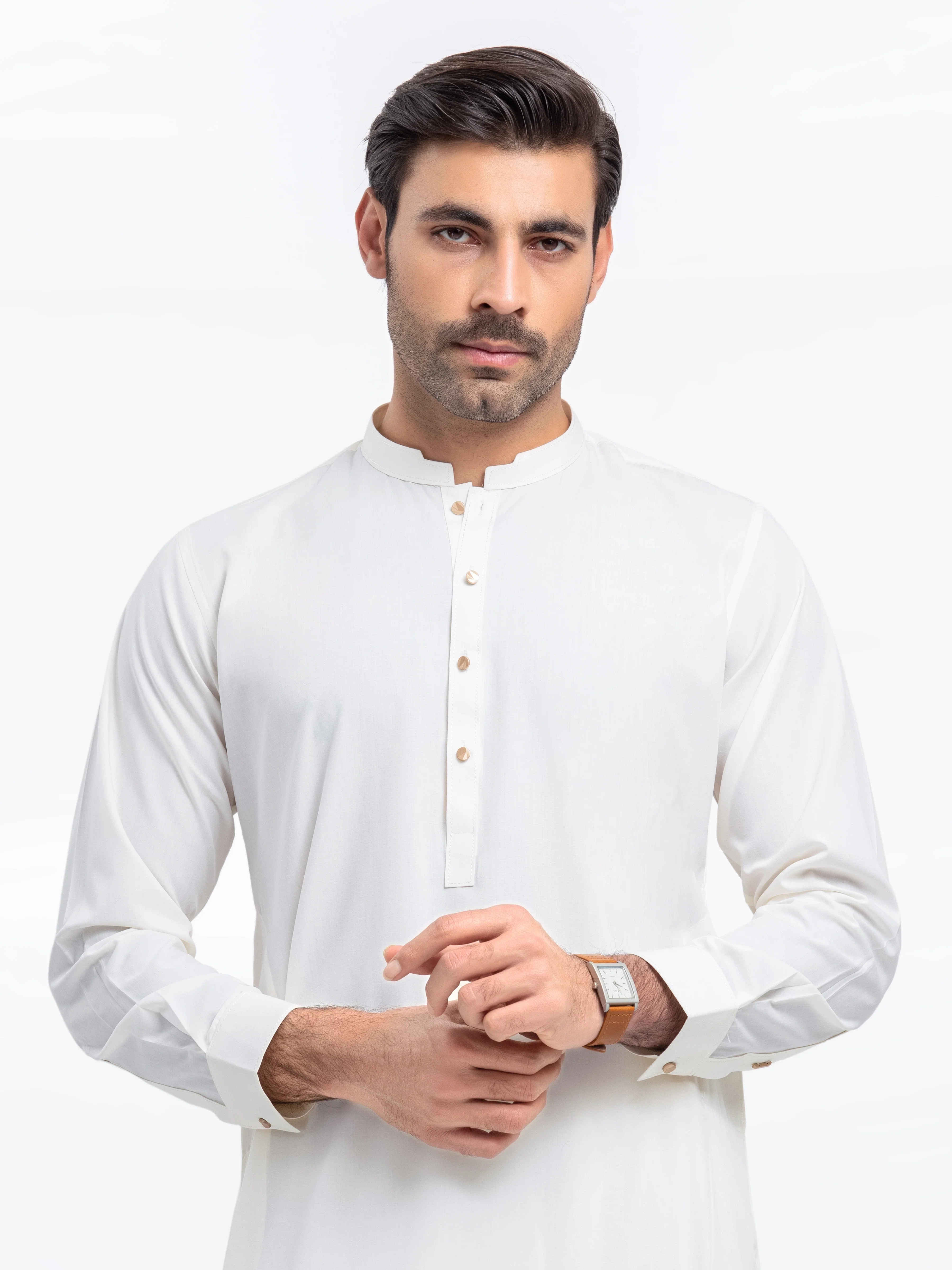 Men's Cream Shalwar Kameez - EMTKST25S-99500 - Image 2