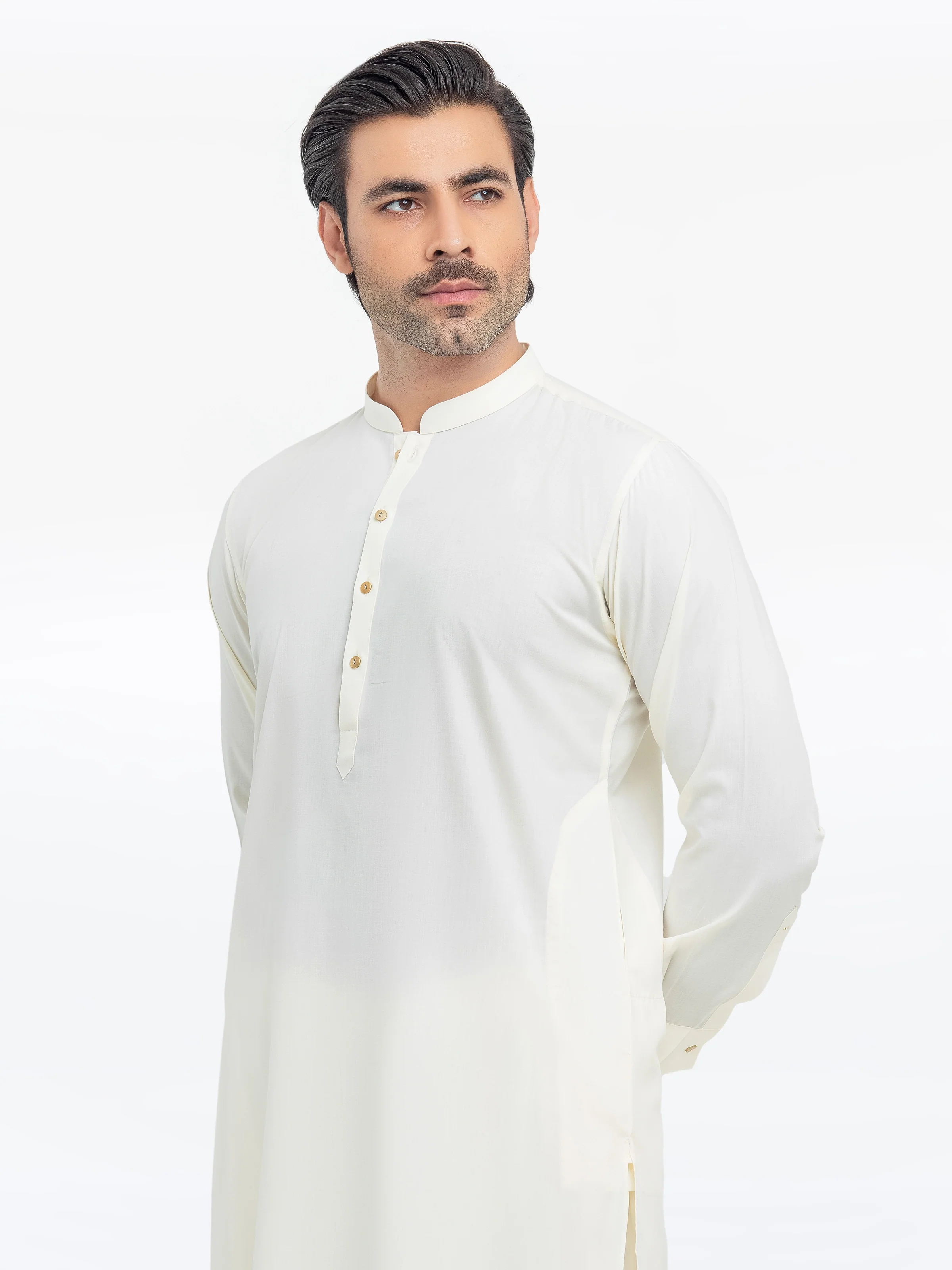 Men's Cream Shalwar Kameez - EMTKST5-99537 - Image 2