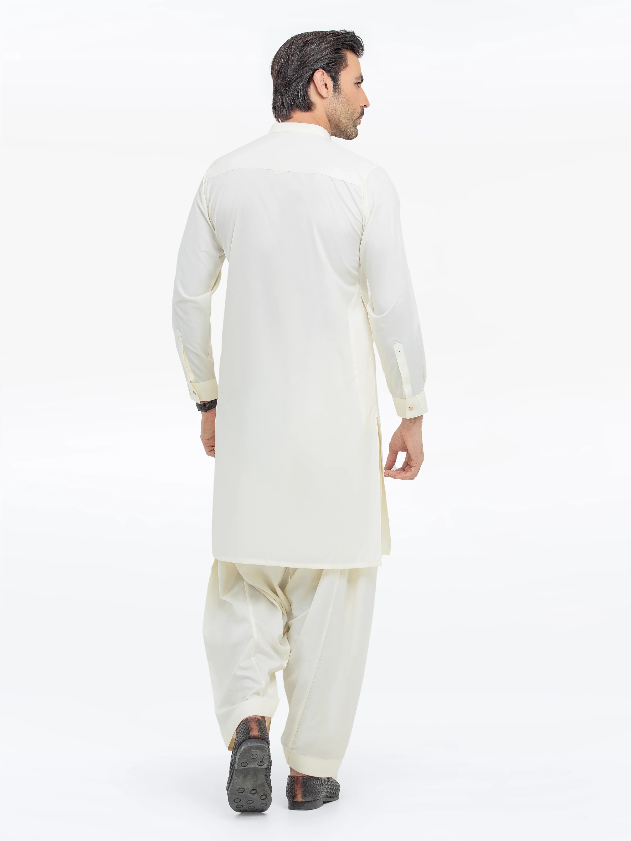 Men's Cream Shalwar Kameez - EMTKST5-99537 - Image 5