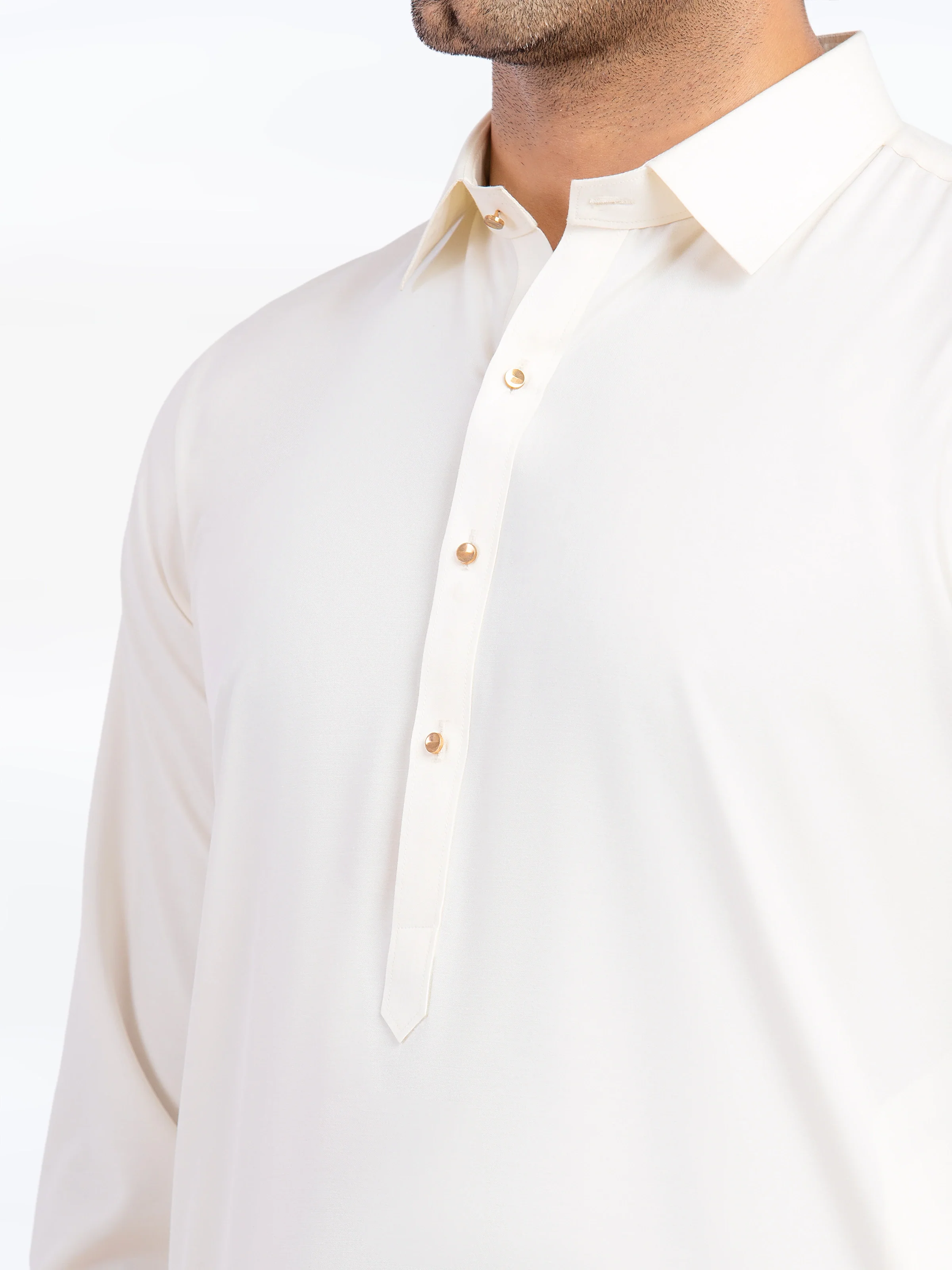 Men's Cream Shalwar Kameez - EMTKST5-99576 - Image 3