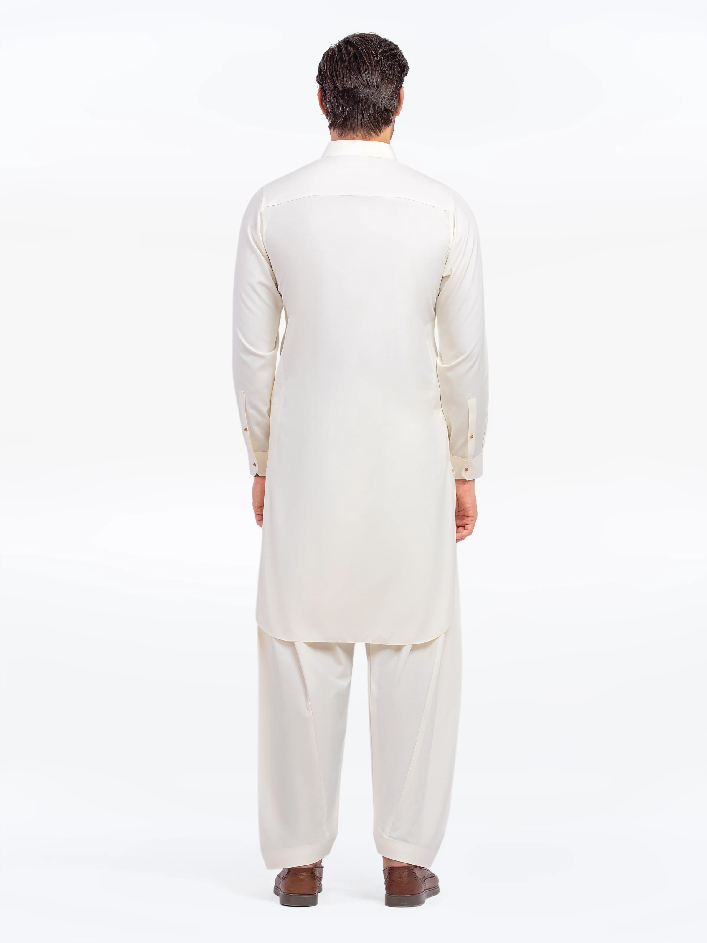 Men's Cream Shalwar Kameez - EMTKST5-99576 - Image 5