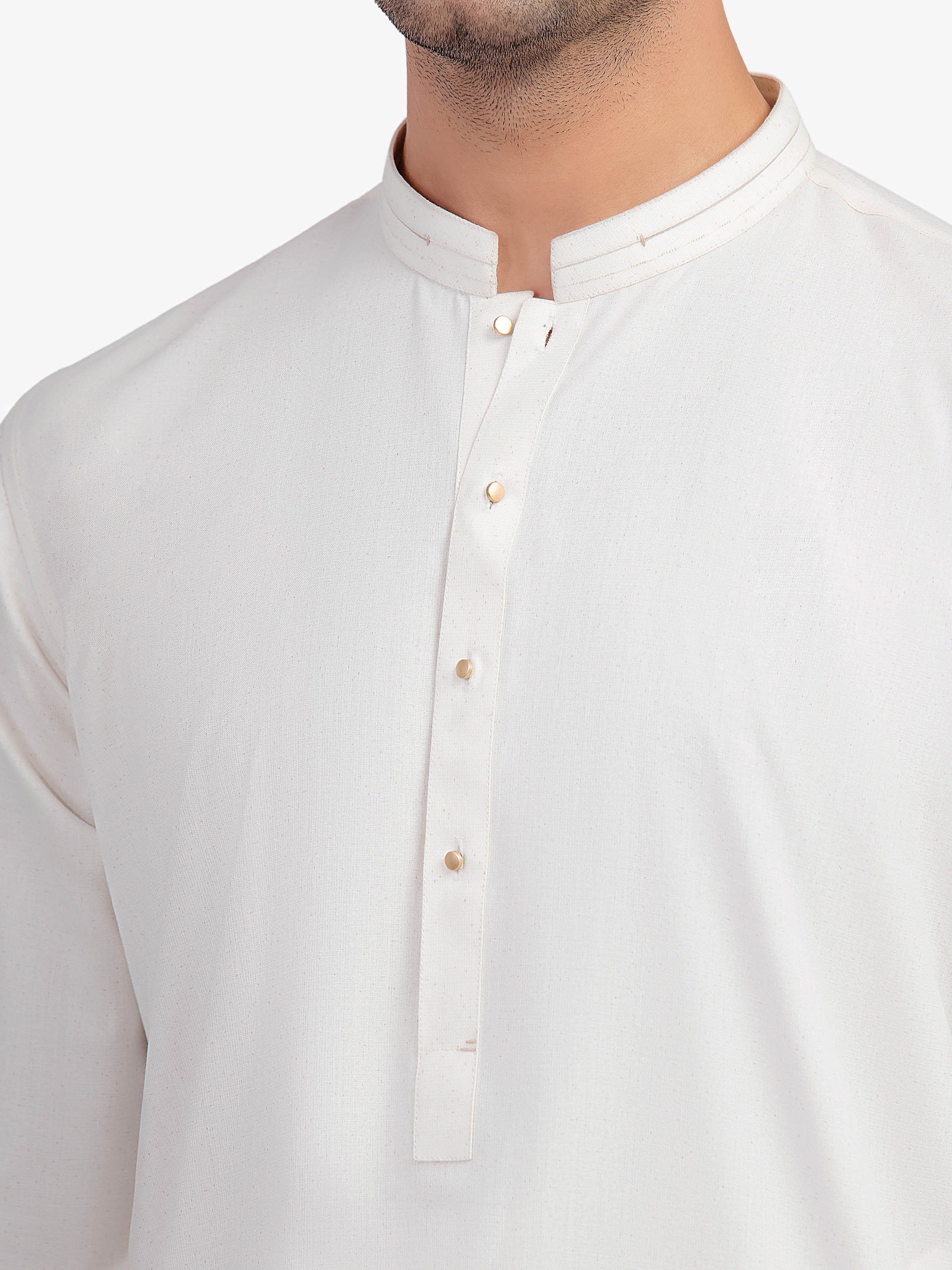 Men's Cream Shalwar Kameez - EMTKST5-99588 - Image 3