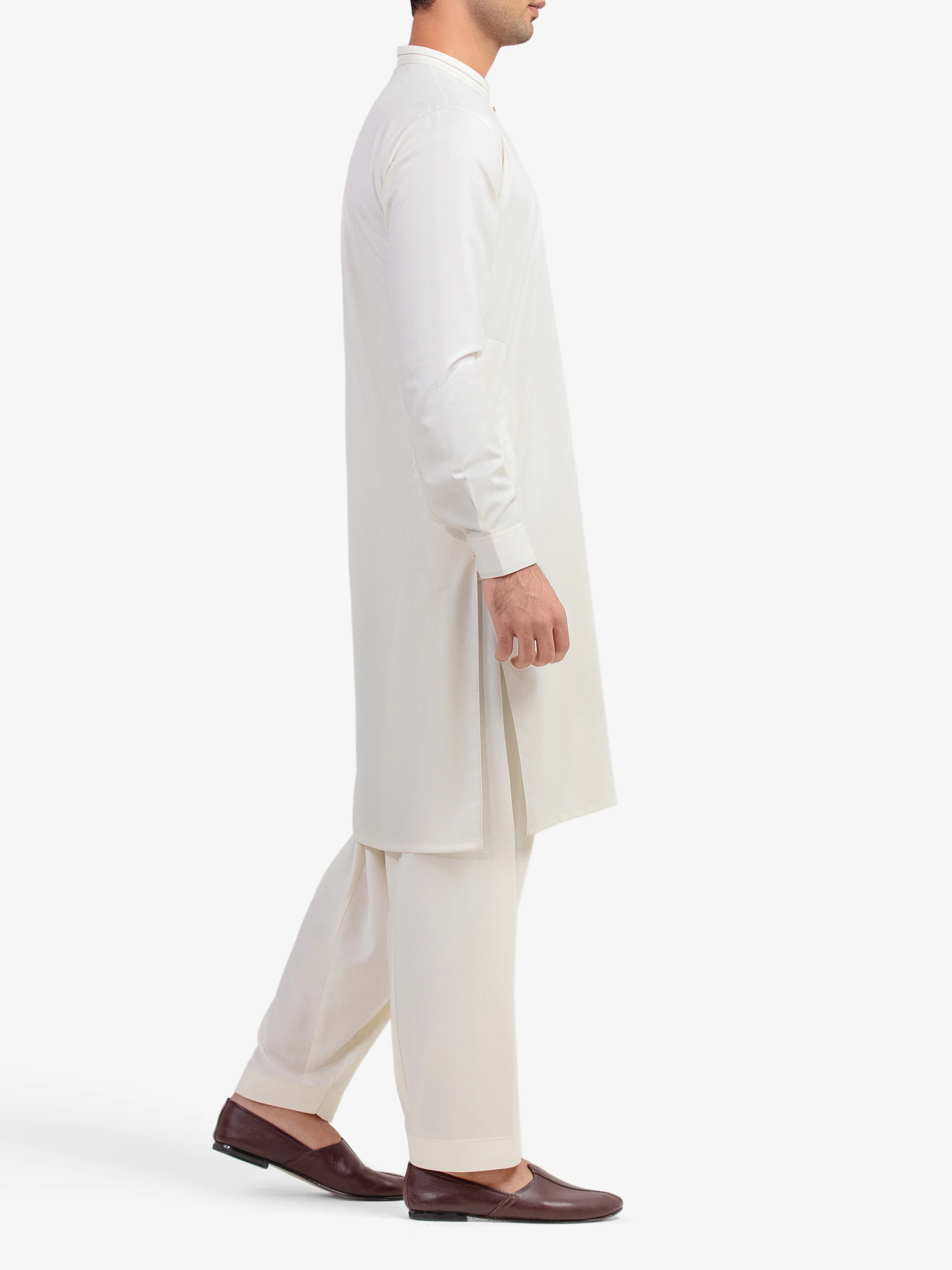 Men's Cream Shalwar Kameez - EMTKST5-99588 - Image 4