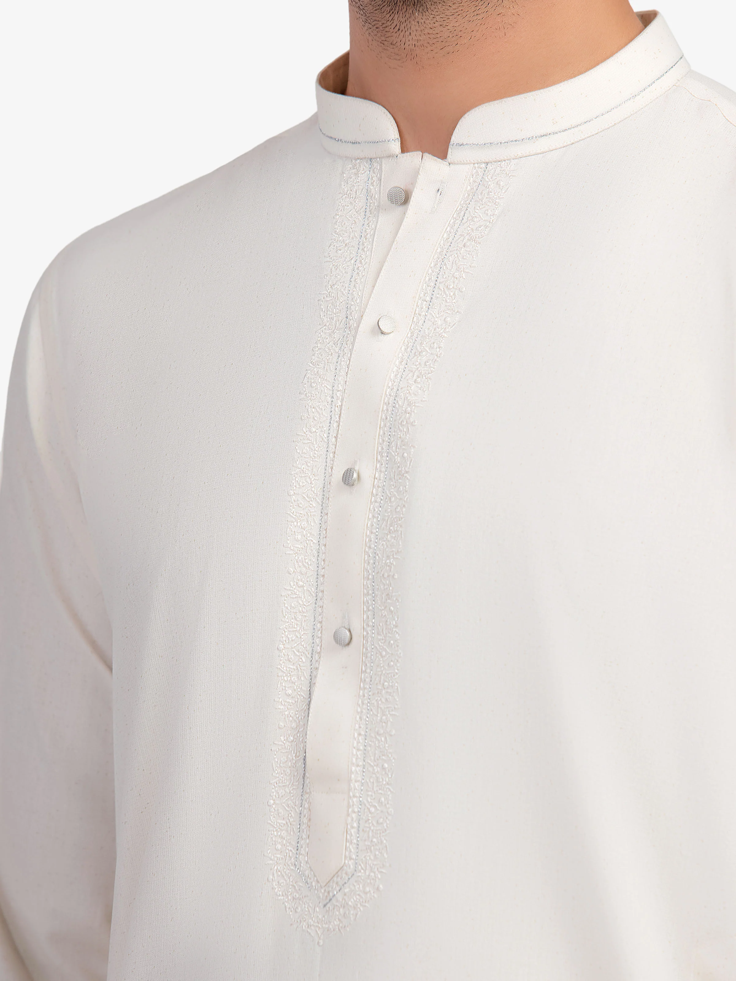 Men's Cream Shalwar Kameez - EMTKST5-99595 - Image 3