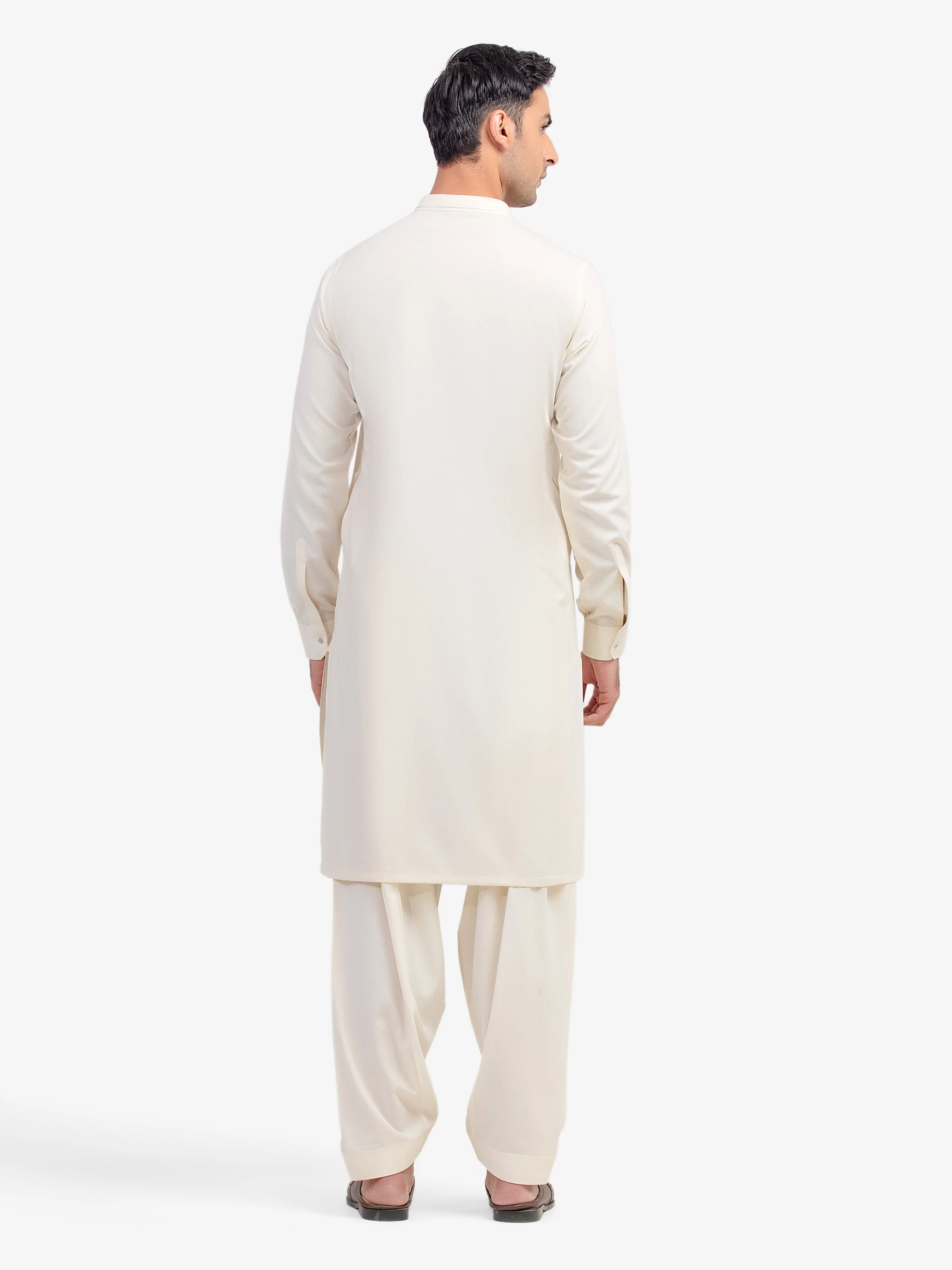 Men's Cream Shalwar Kameez - EMTKST5-99595 - Image 5