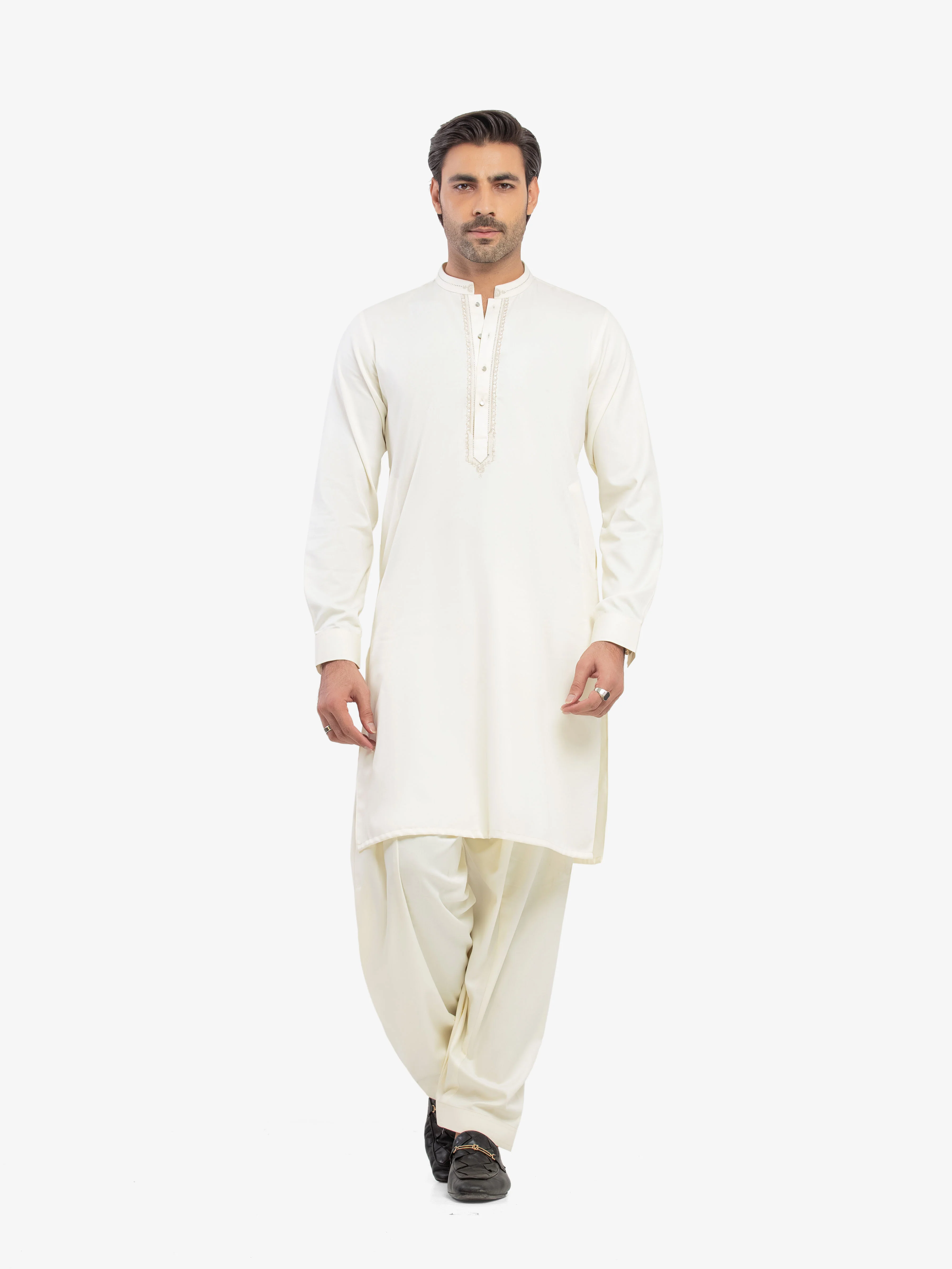 Men's Cream Shalwar Kameez - EMTKST5-99608