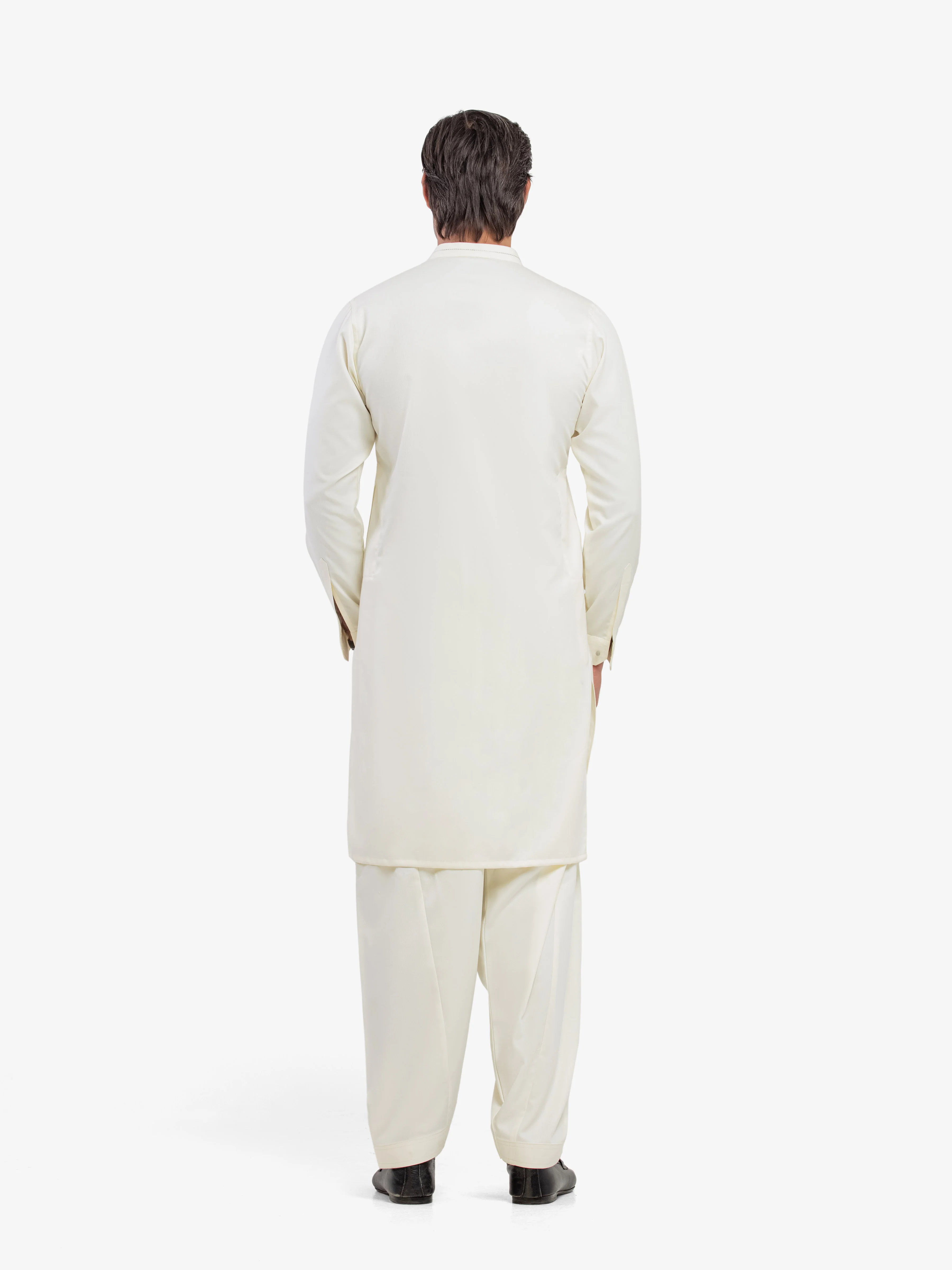 Men's Cream Shalwar Kameez - EMTKST5-99608 - Image 5