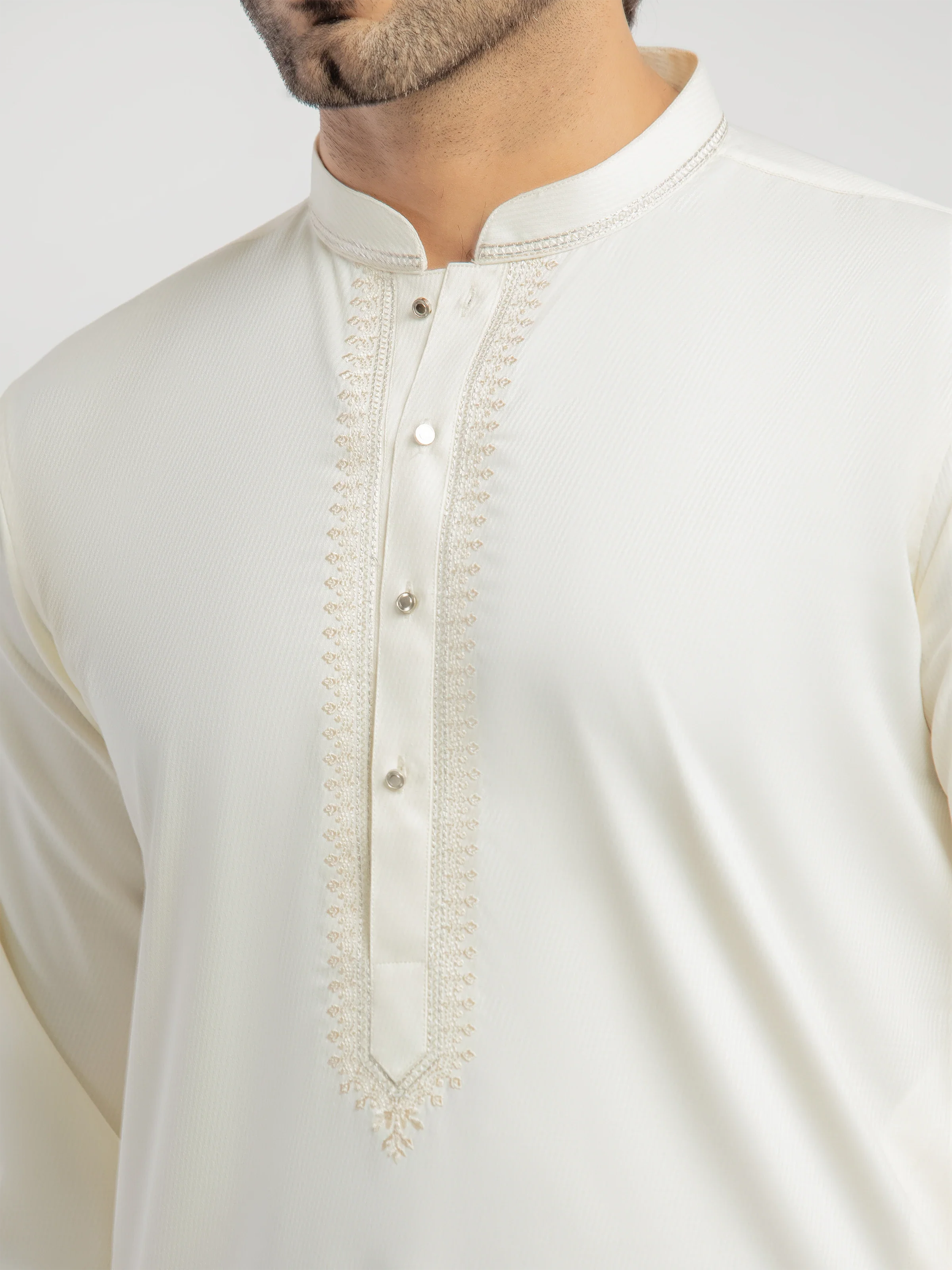 Men's Cream Shalwar Kameez - EMTKST5-99620 - Image 3