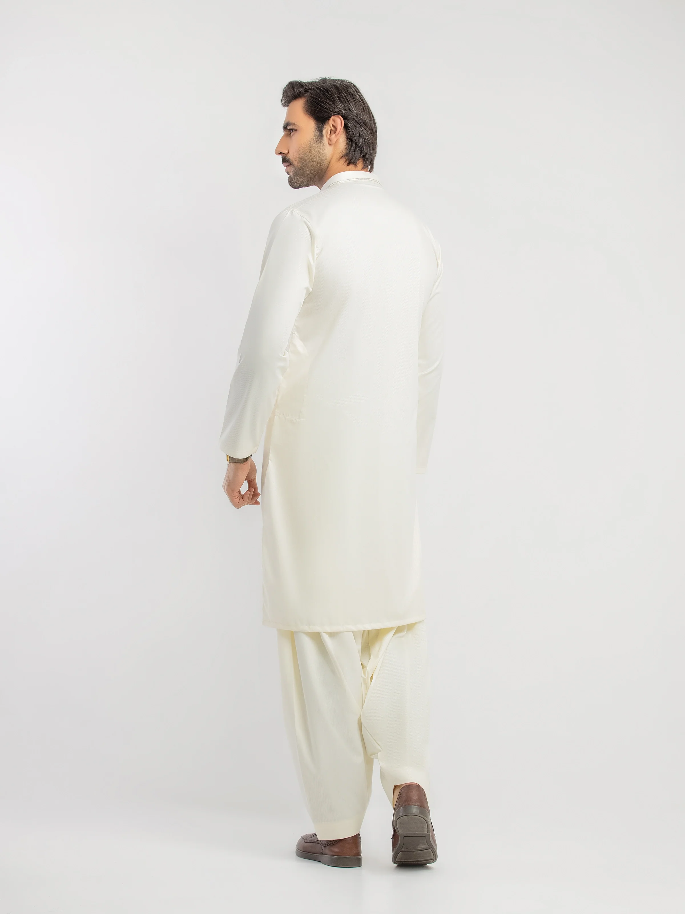 Men's Cream Shalwar Kameez - EMTKST5-99620 - Image 5