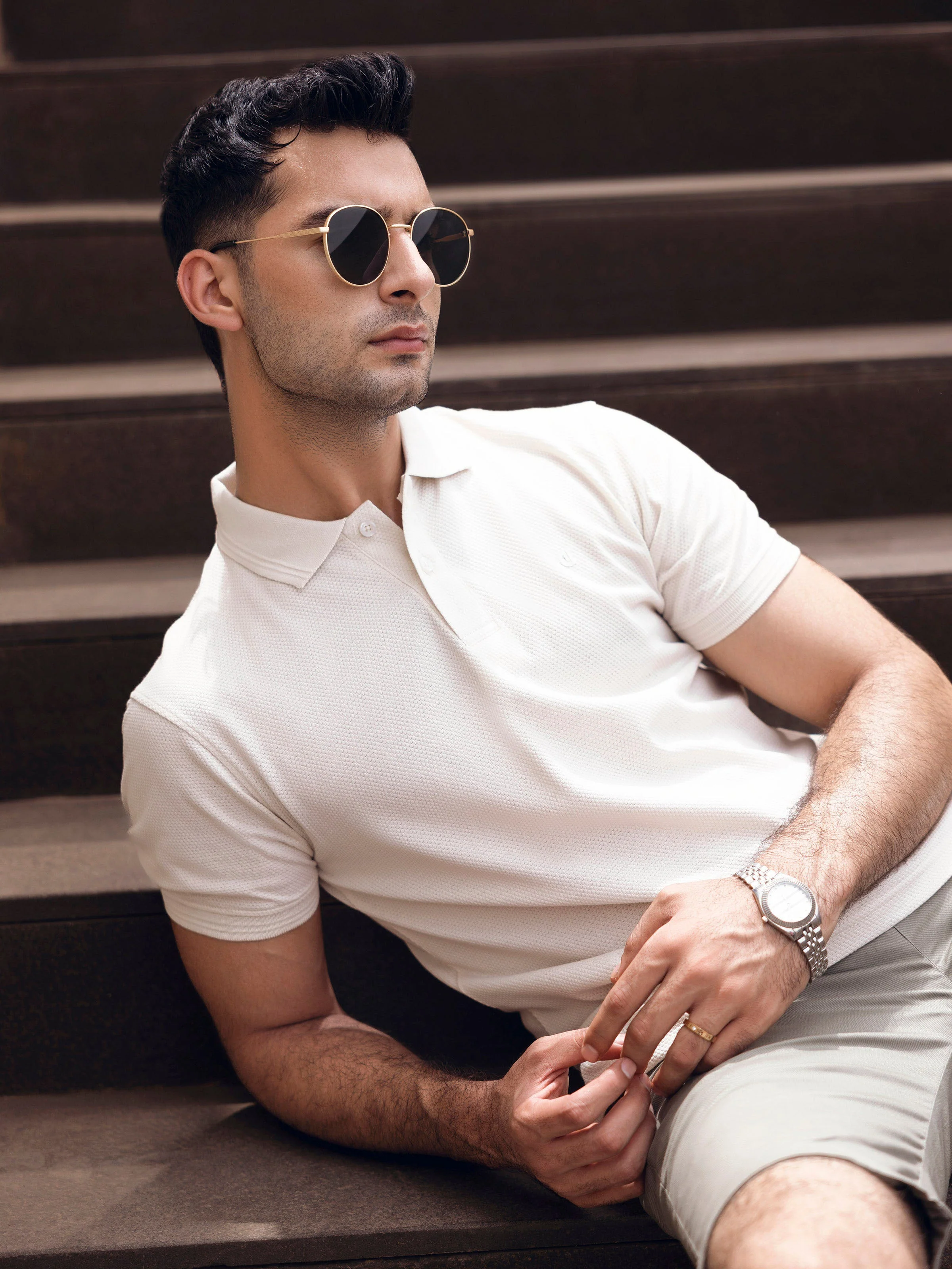 Men's Cream Polo Shirt - EMTPS5-063 - Image 2