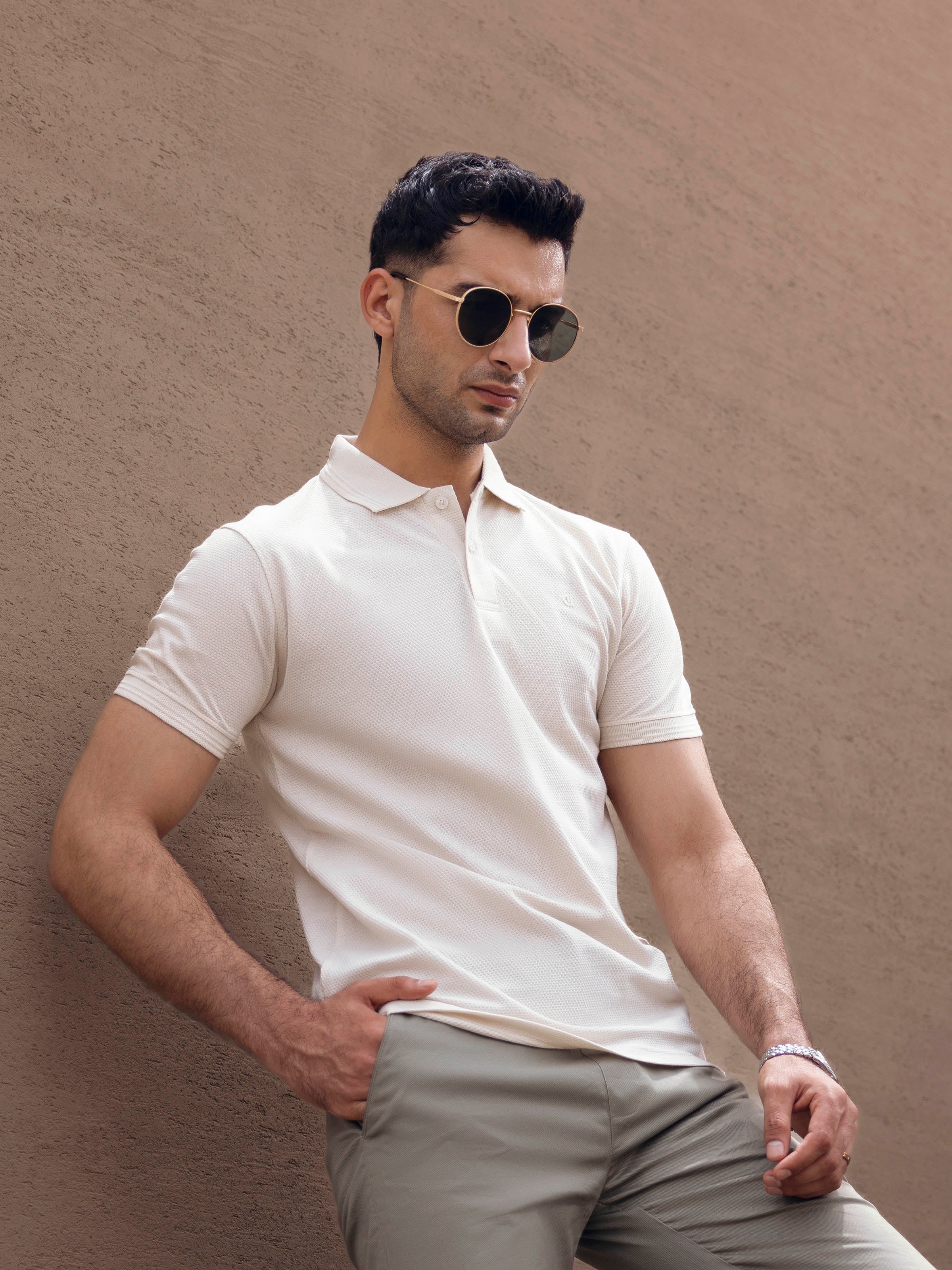 Men's Cream Polo Shirt - EMTPS5-063 - Image 4