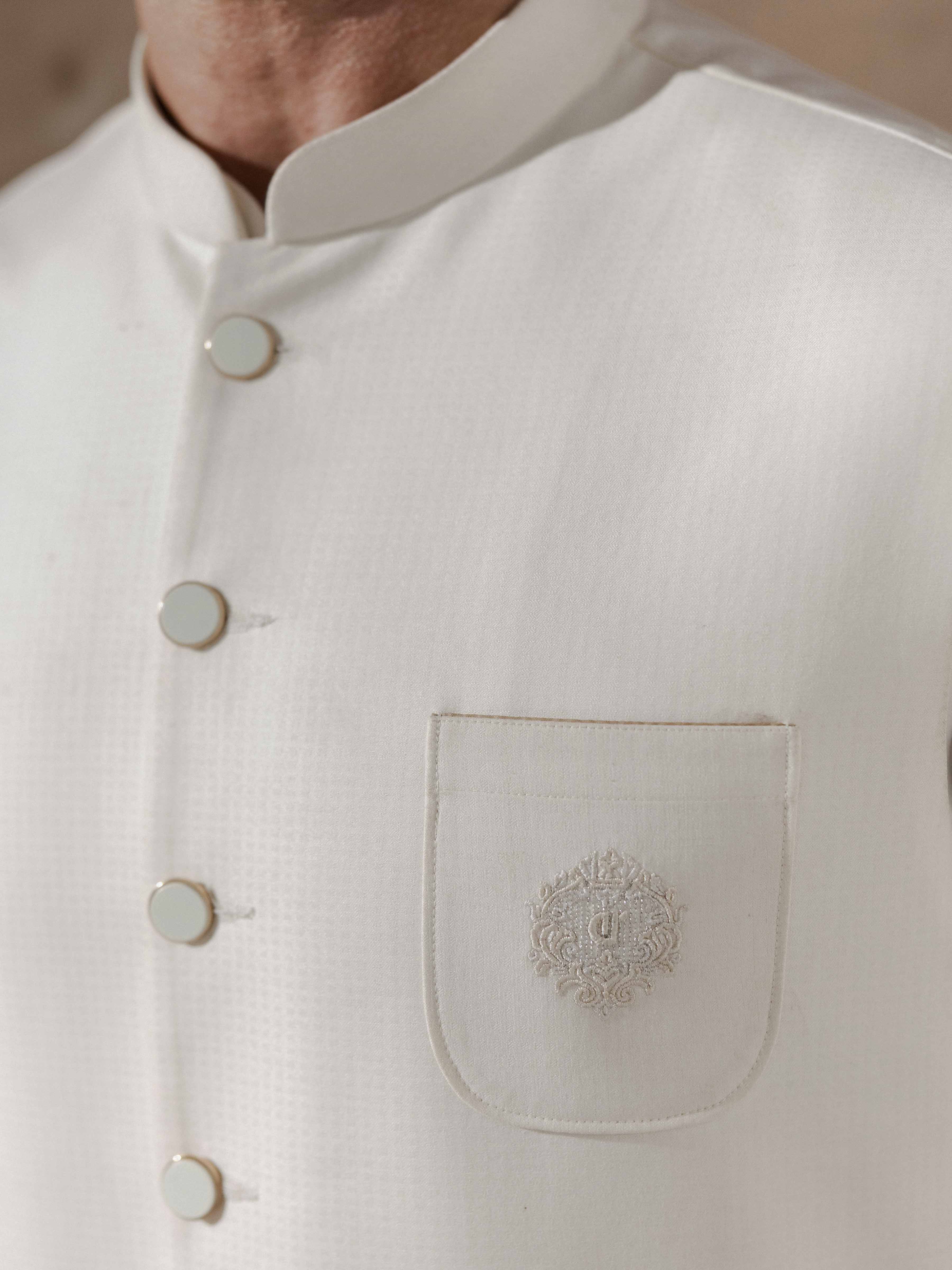 Men's Cream Waist Coat - EMTWCE5-35987 - Image 3