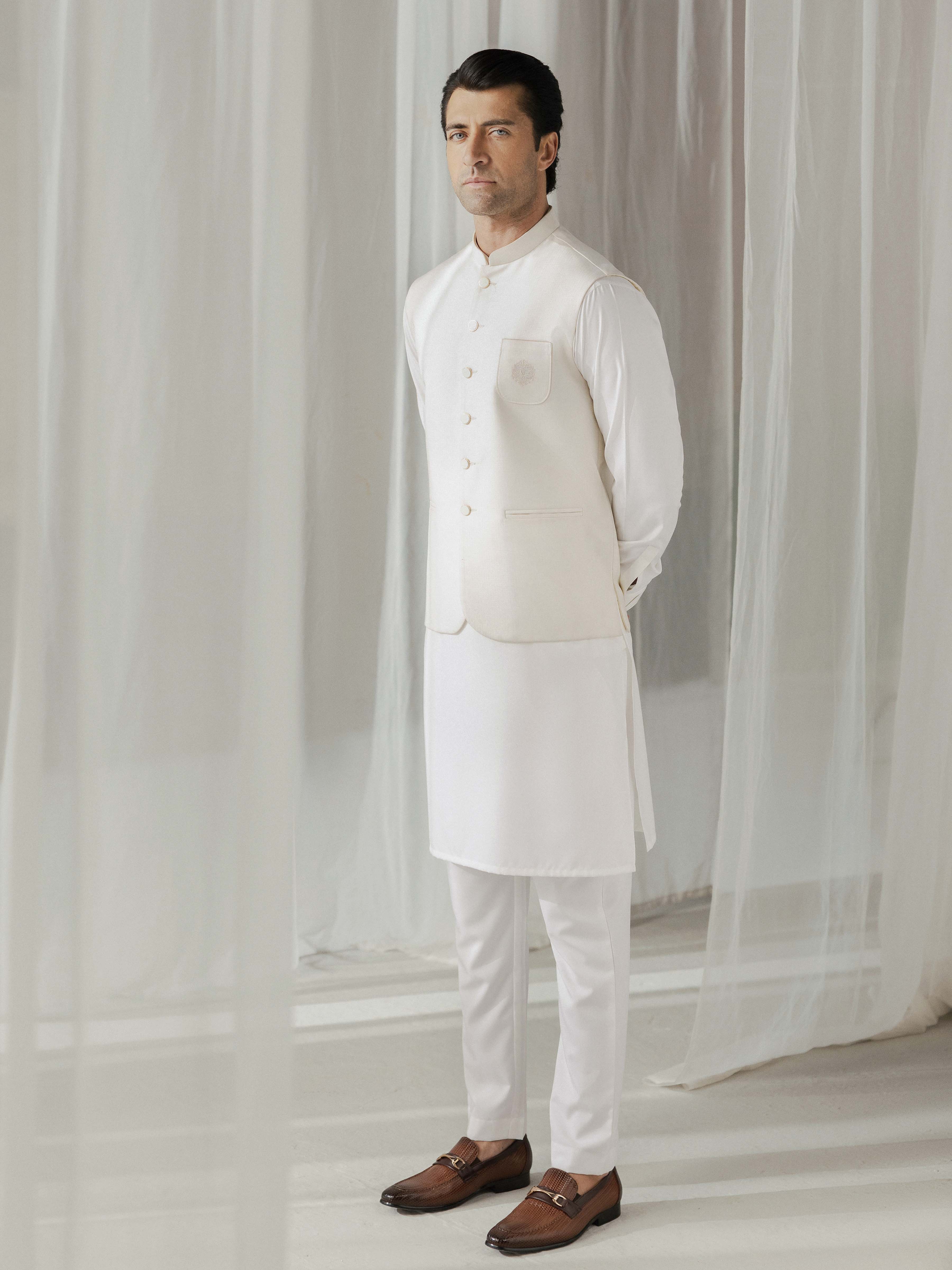 Men's Cream Waist Coat - EMTWCE5-35987 - Image 5
