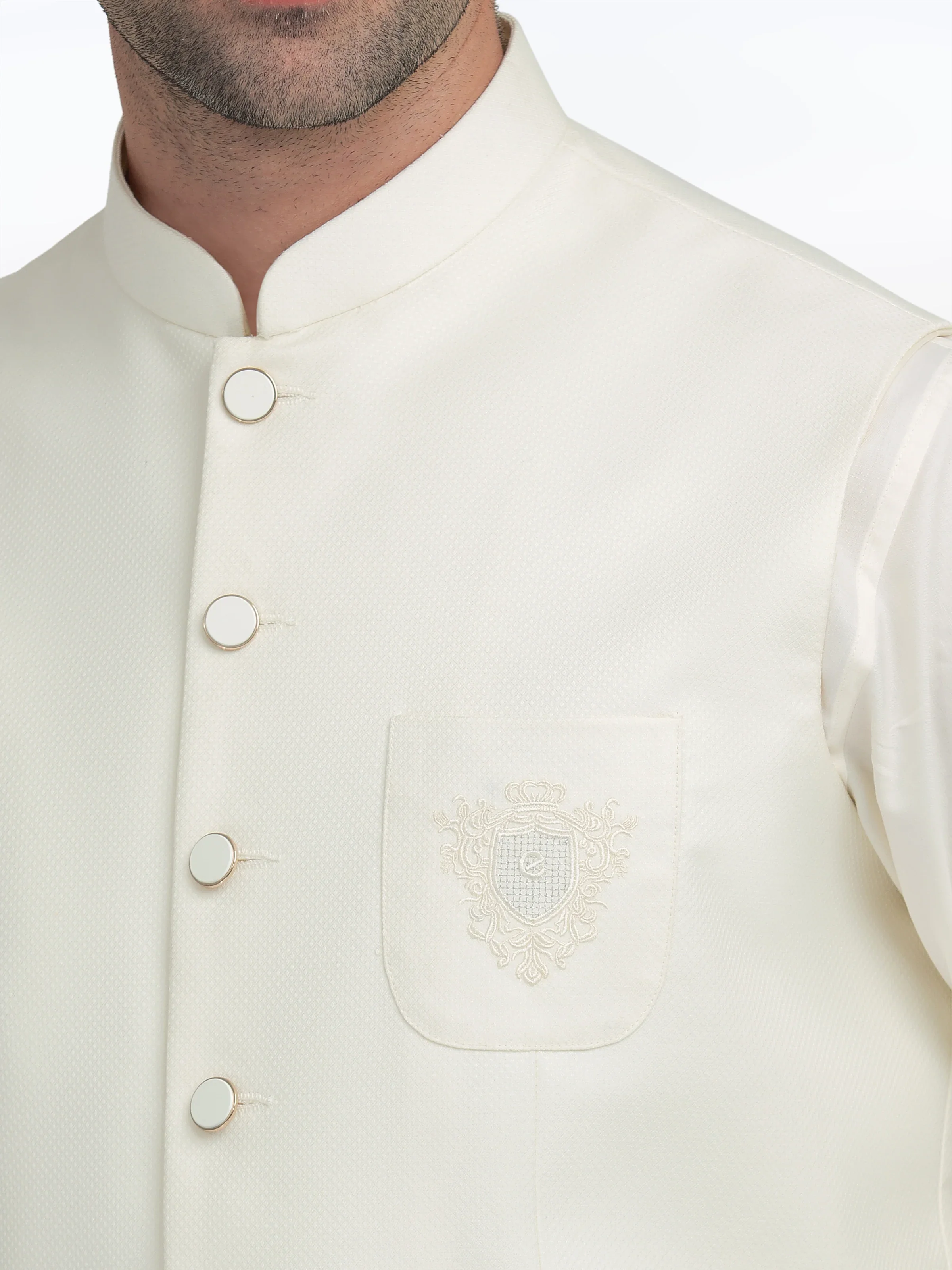 Men's Cream Waist Coat Suit - EMTWCS5-007 - Image 3