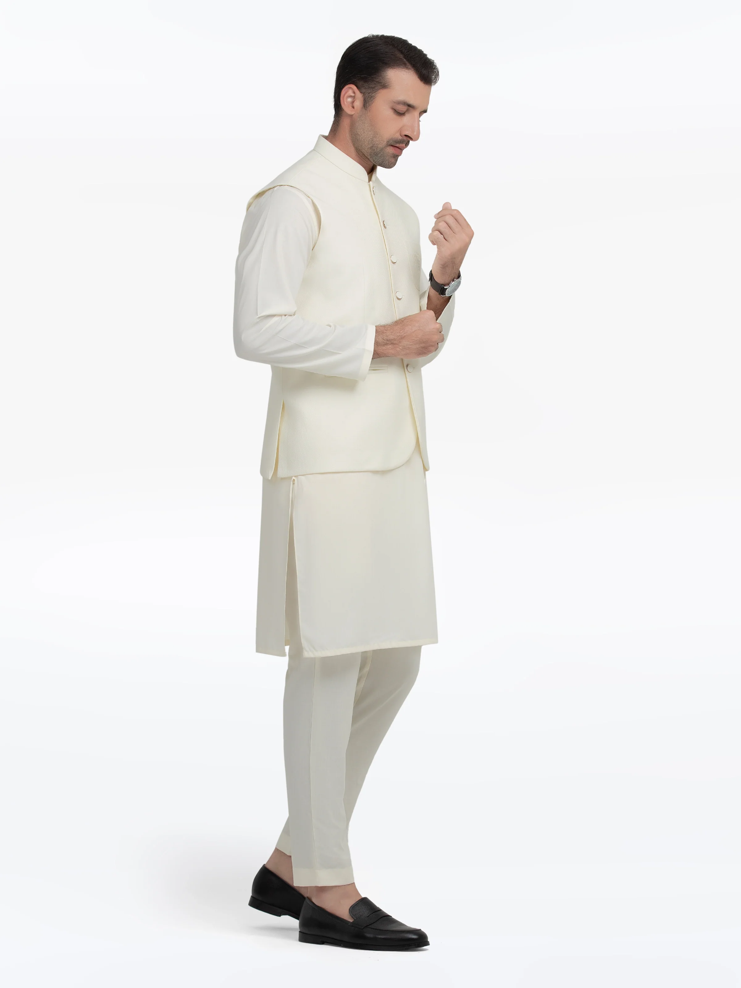 Men's Cream Waist Coat Suit - EMTWCS5-007 - Image 4