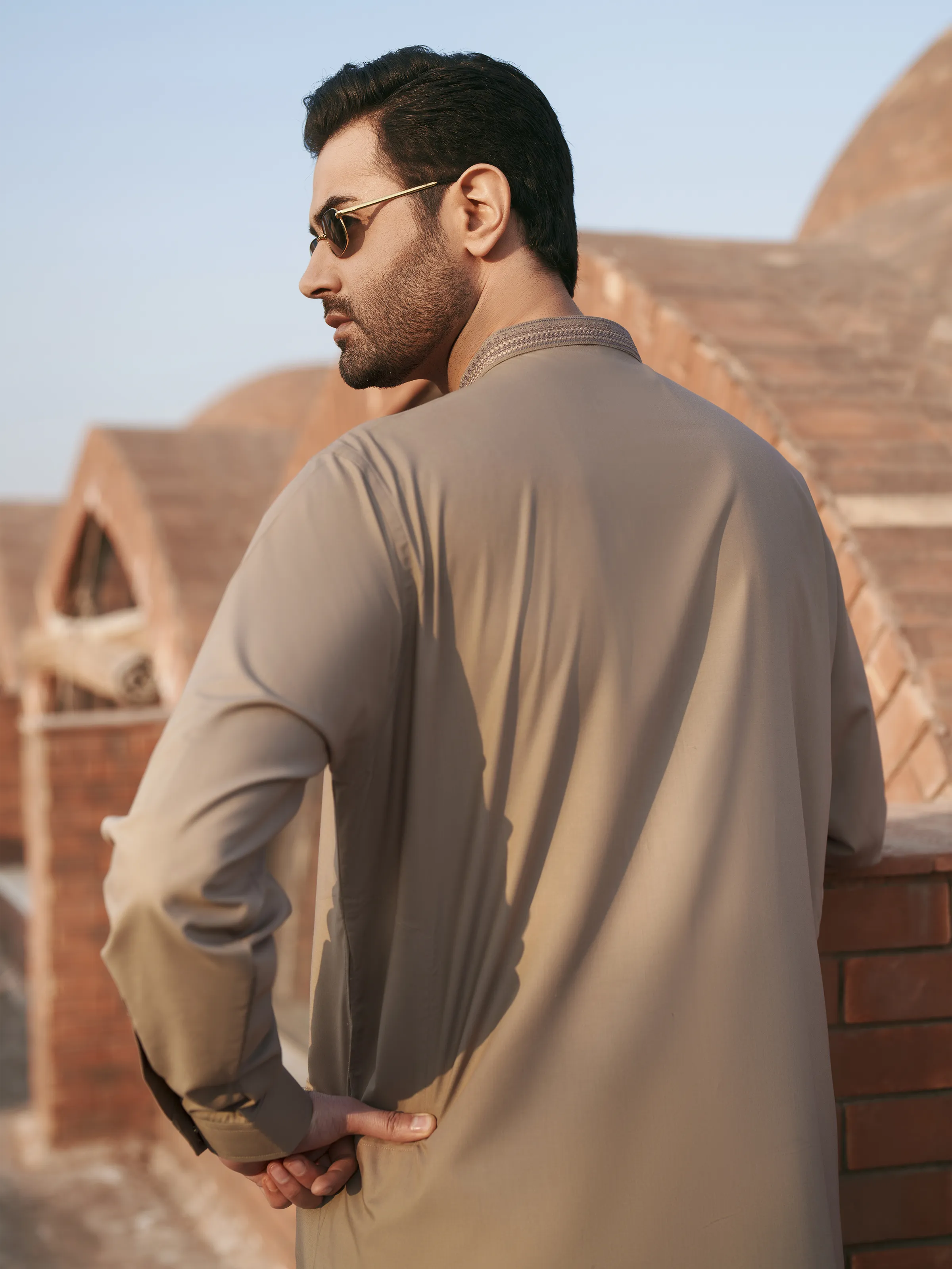 Men's Dark Beige Shalwar Kameez - EMTKS5-41220 - Image 6