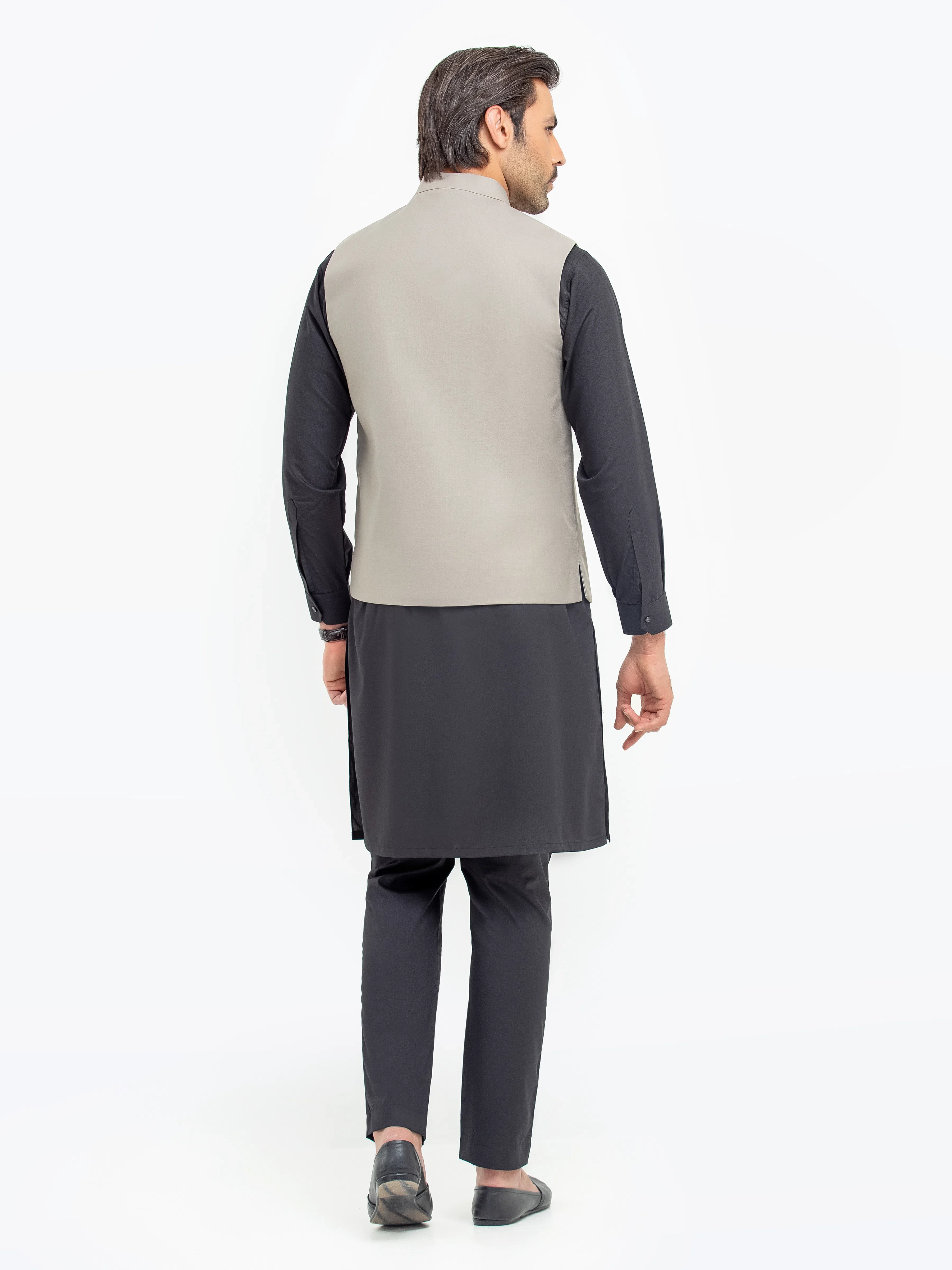 Men's Dark Beige Waist Coat - EMTWCP5-35947 - Image 5