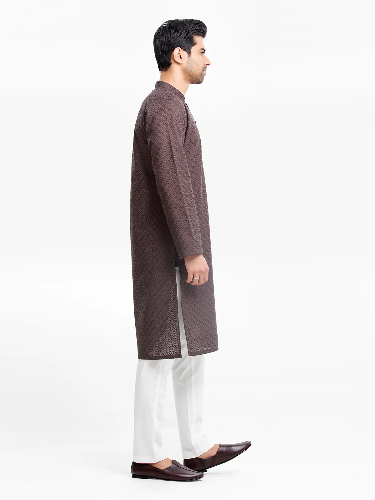 Men's Dark Brown Kurta - EMTK24-99423 - Image 3