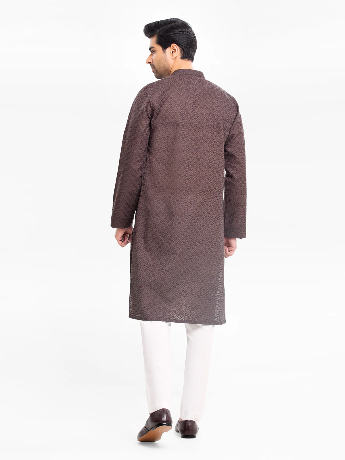 Men's Dark Brown Kurta - EMTK24-99423 - Image 5