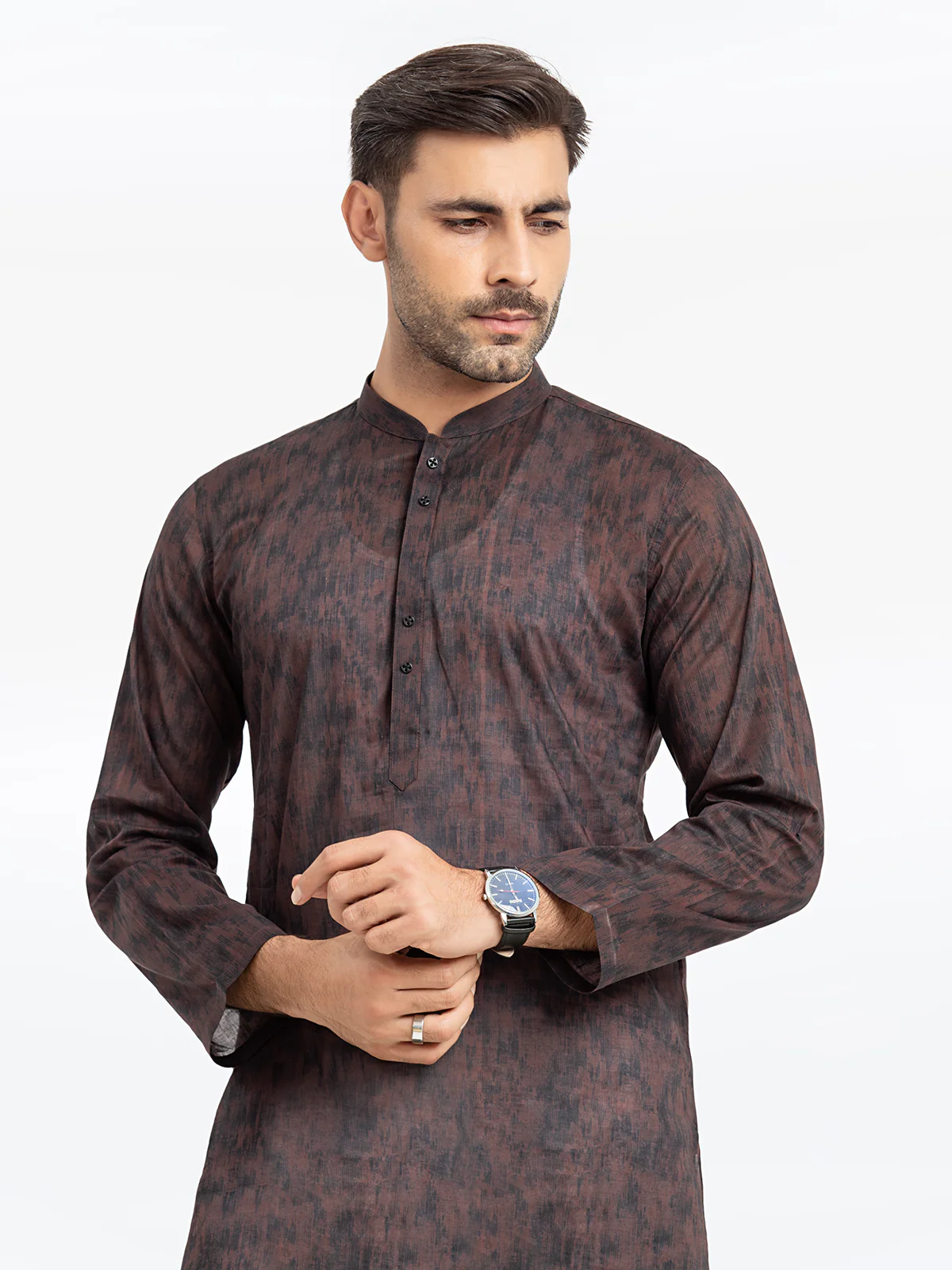 Men's Dark Brown Kurta - EMTKC24S-129 - Image 2