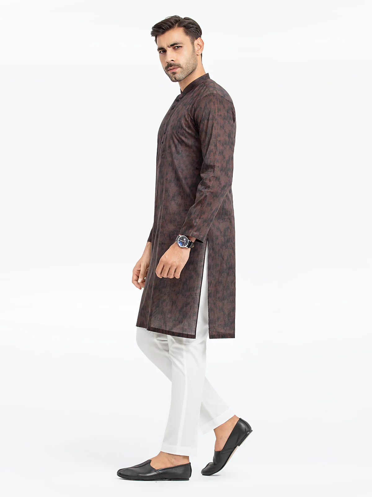 Men's Dark Brown Kurta - EMTKC24S-129 - Image 4