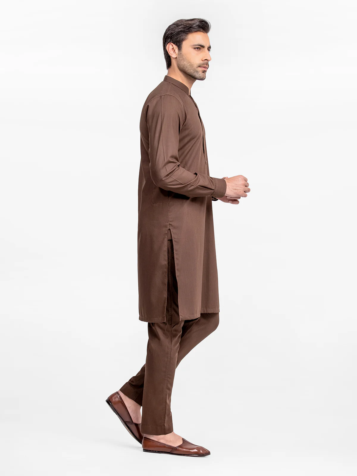 Men's Dark Brown Kurta Pajama - EMTKPT24-006 - Image 3