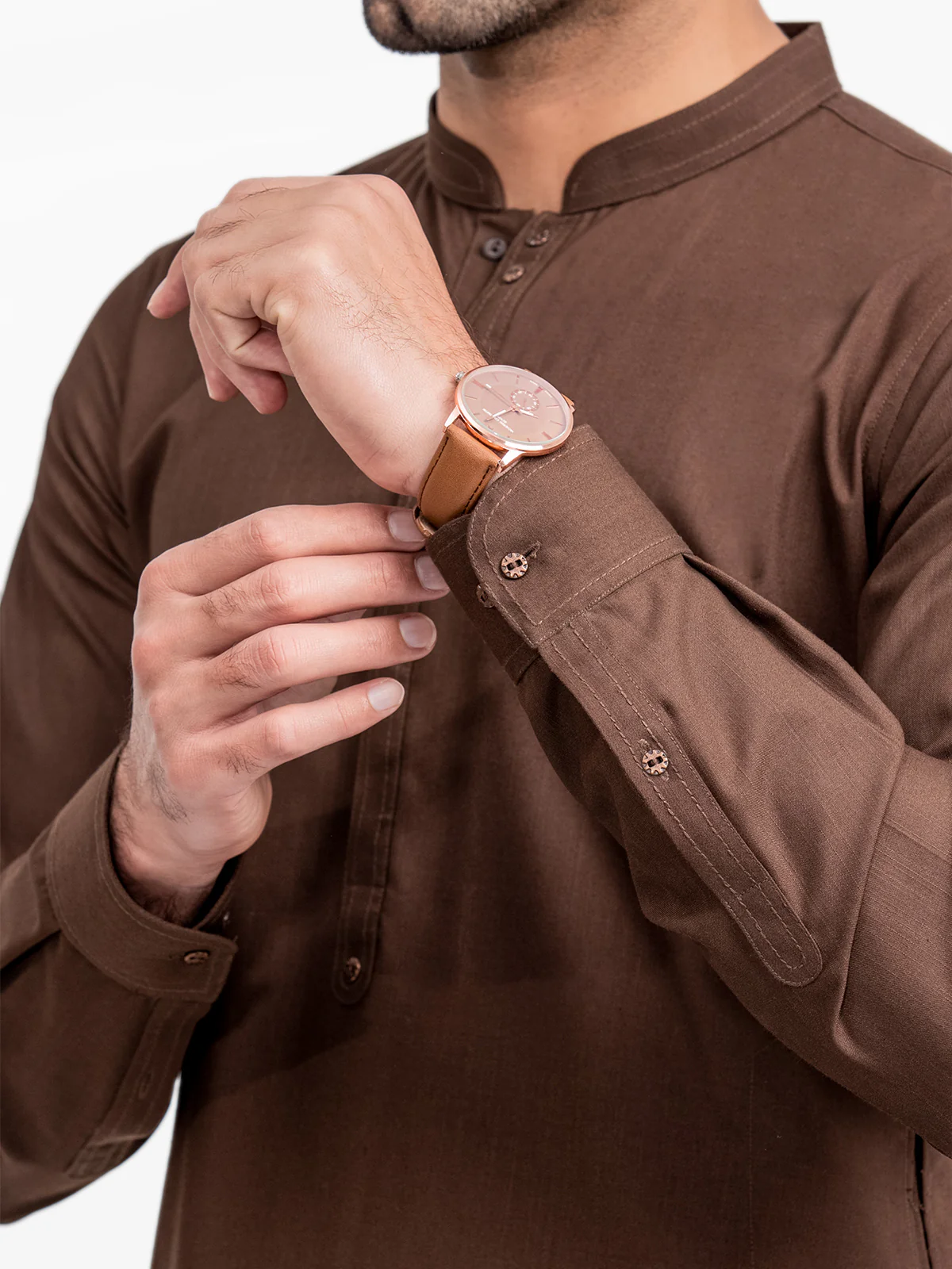 Men's Dark Brown Kurta Pajama - EMTKPT24-006 - Image 5
