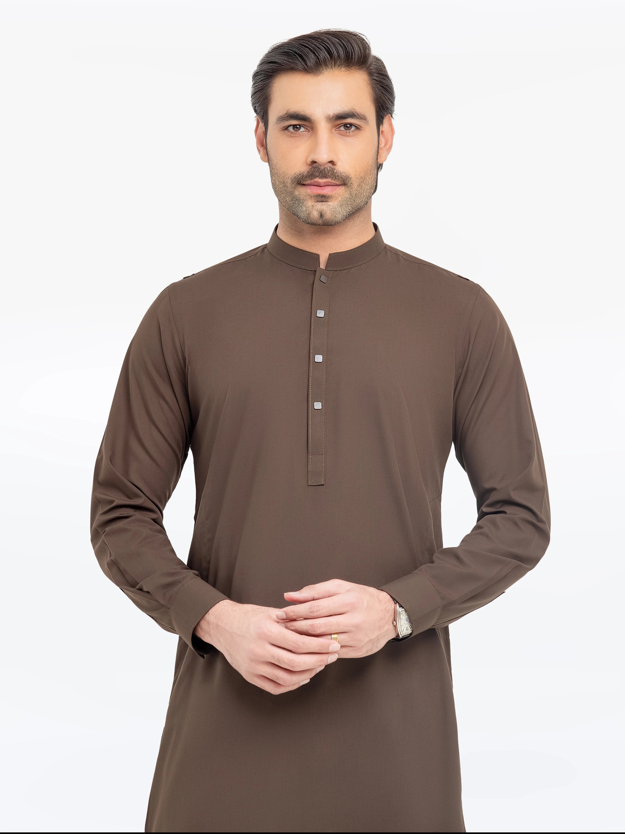 Men's Dark Brown Kurta Pajama - EMTKPT5-068 - Image 2