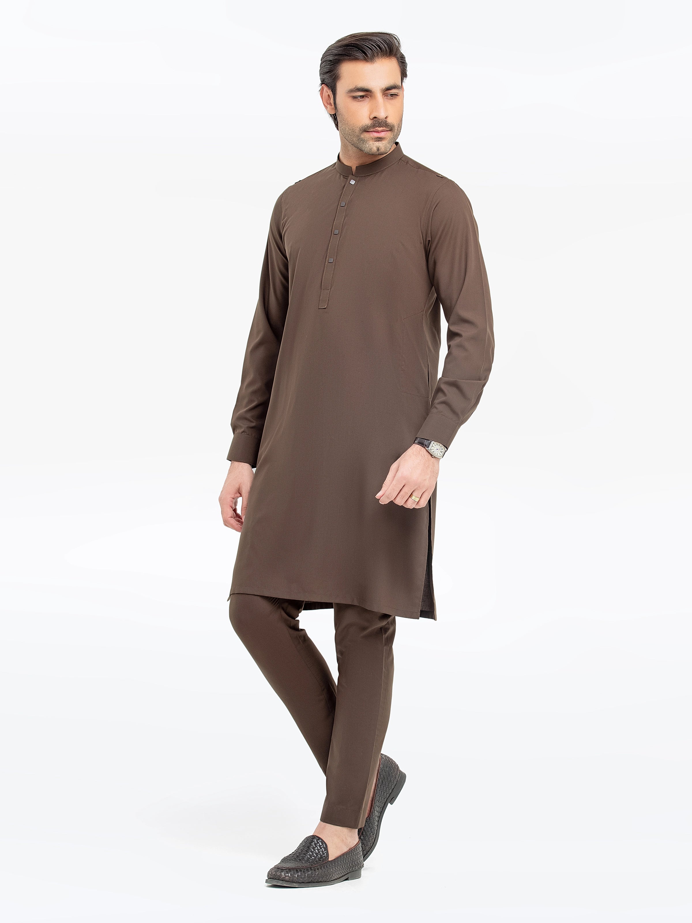 Men's Dark Brown Kurta Pajama - EMTKPT5-068 - Image 4