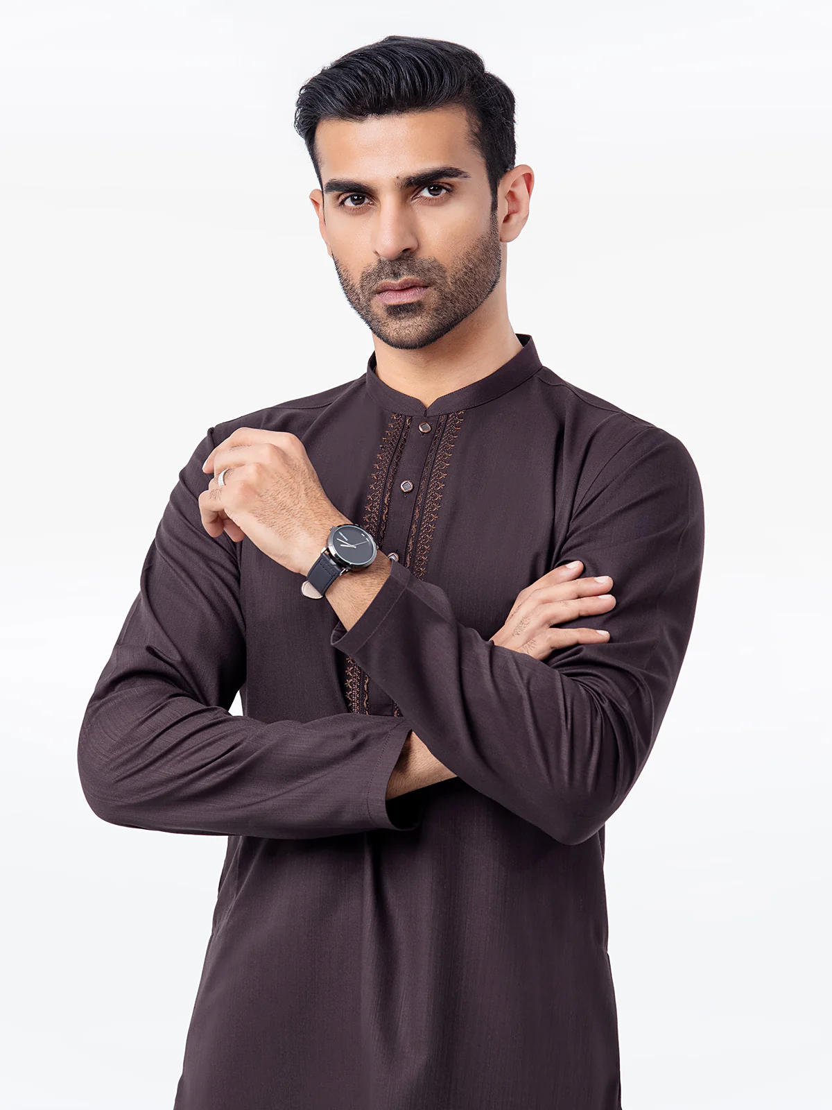 Men's Dark Brown Kurta Pajama - EMTSW23-99402 - Image 2