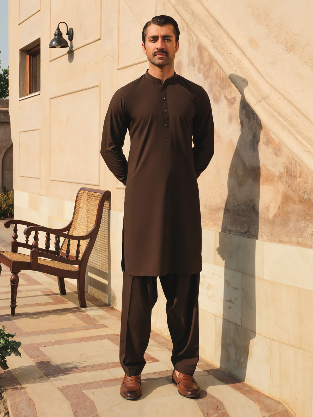Men's Dark Brown Shalwar Kameez - EMTKS24-41115 - Image 3