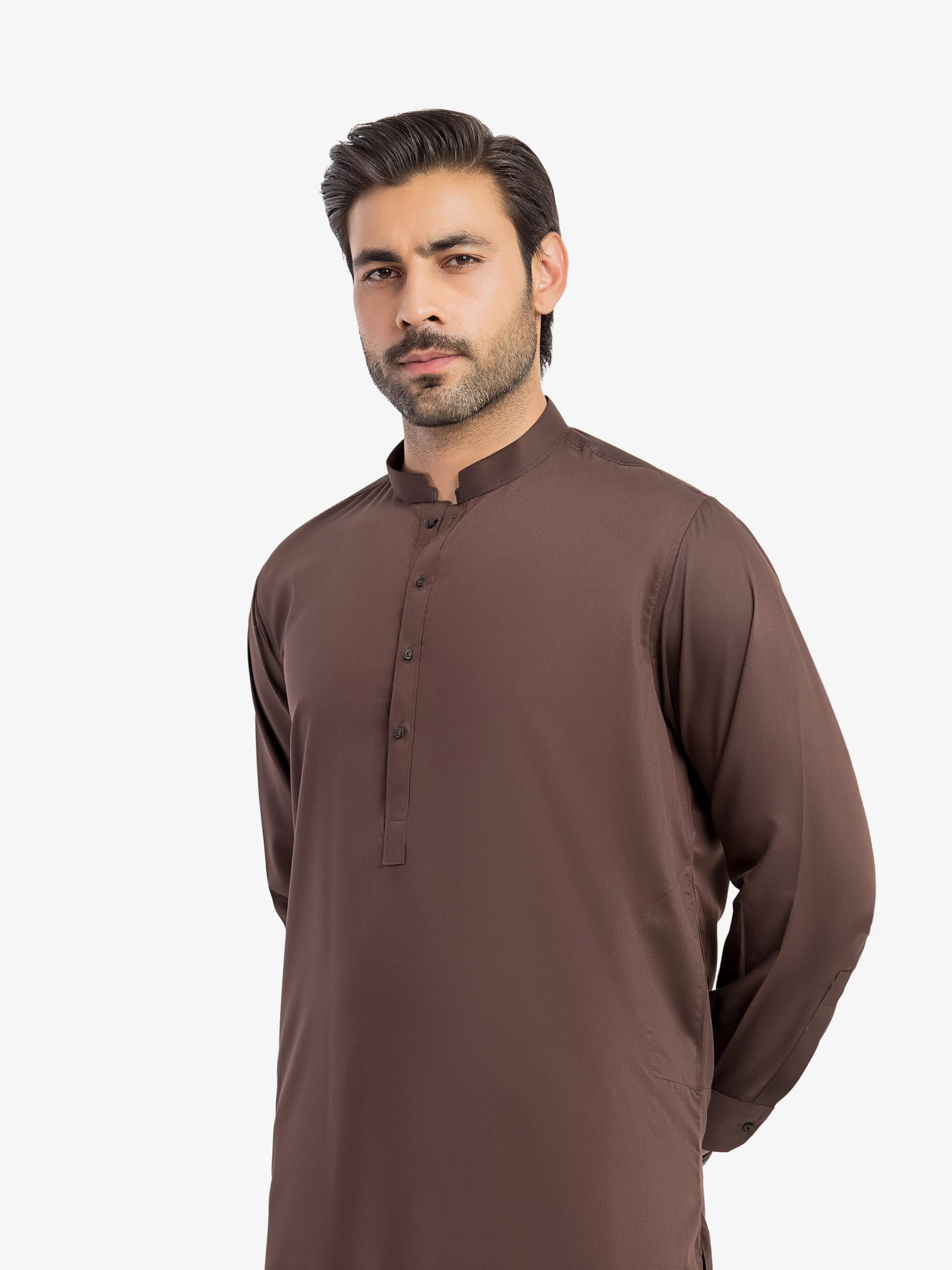 Men's Dark Brown Shalwar Kameez - EMTKS5-41201 - Image 2