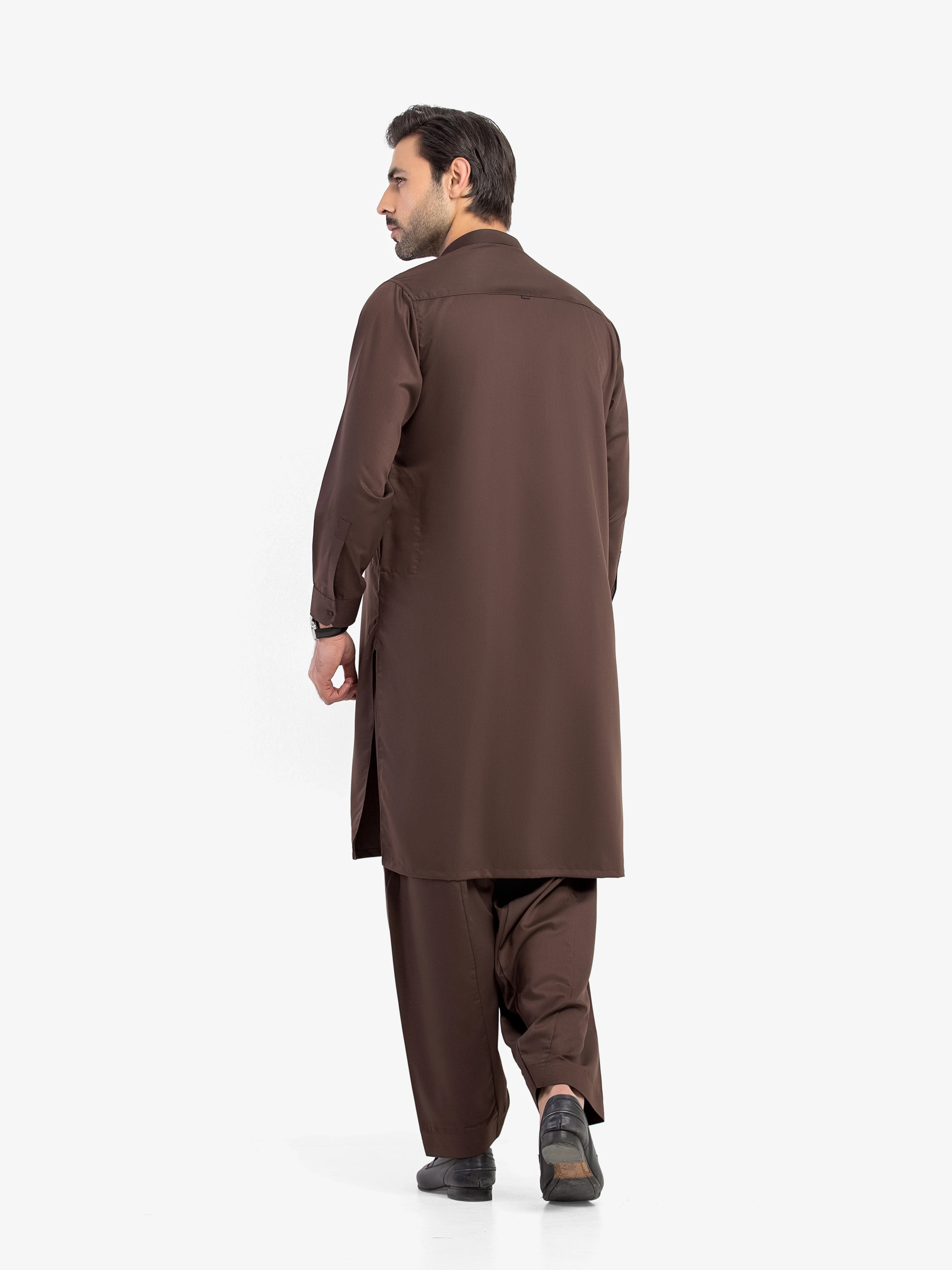 Men's Dark Brown Shalwar Kameez - EMTKS5-41201 - Image 5